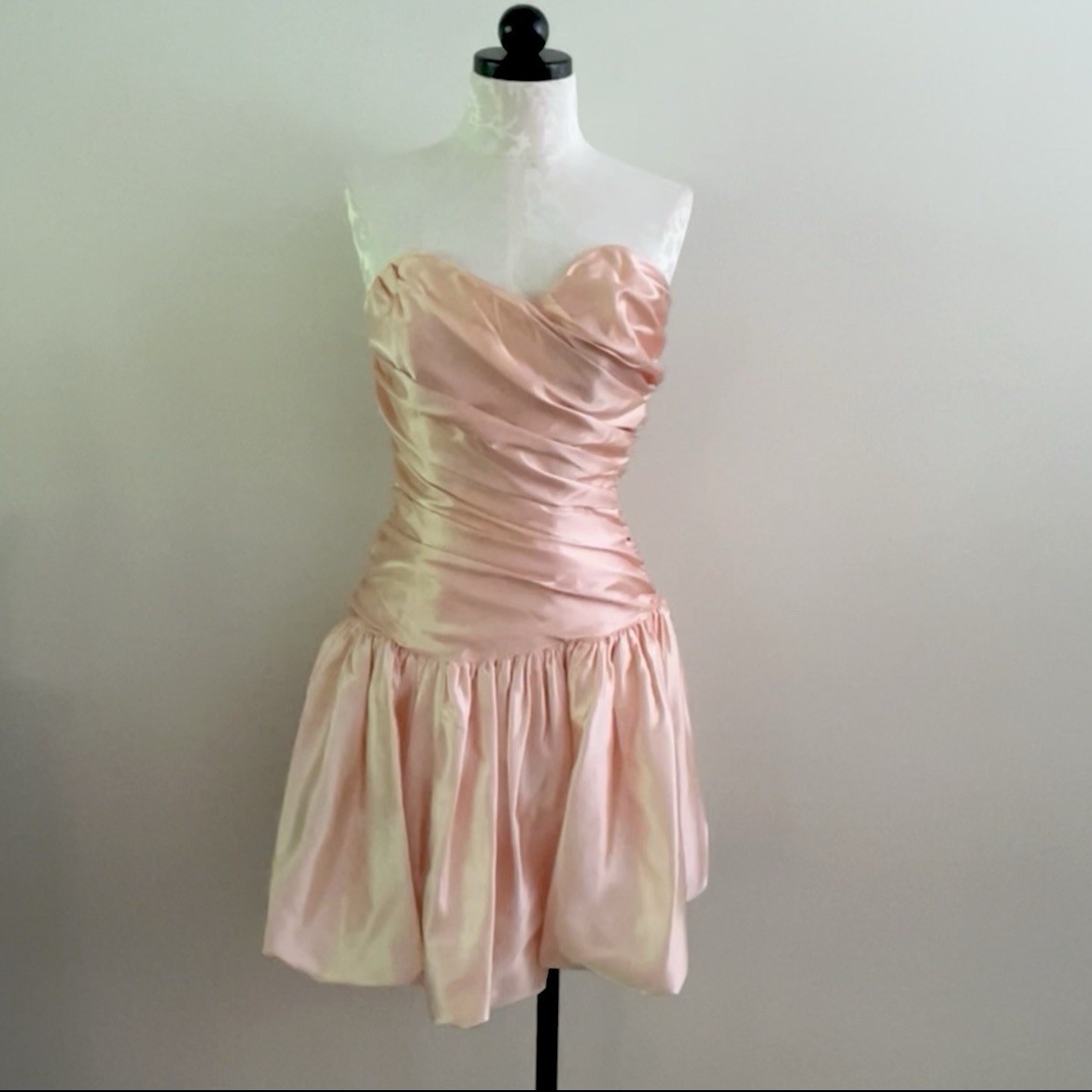 Vtg Scarlett Nite 80’s Prom Dress Pink Satin Short Bubble Strapless Sz 5/6