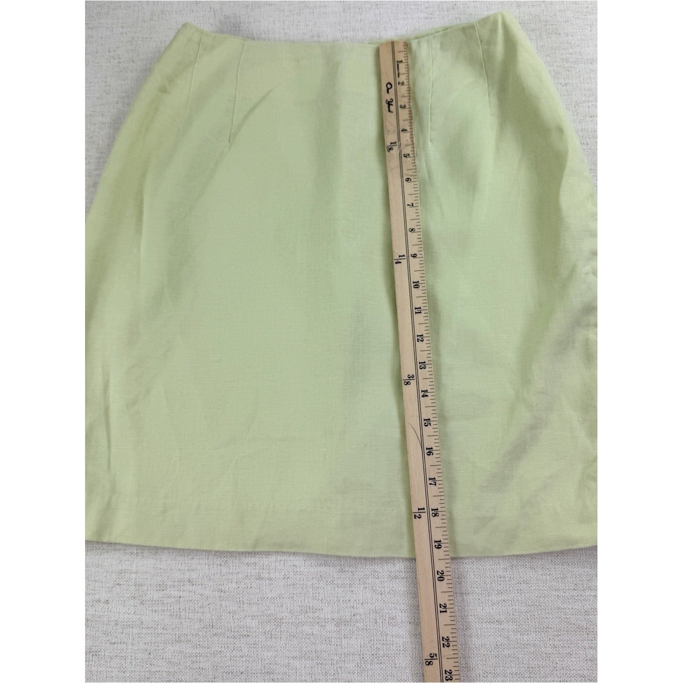 VTG Carol Horn women&rsquo;s petite 8P 100% linen mini skirt pastel green mint