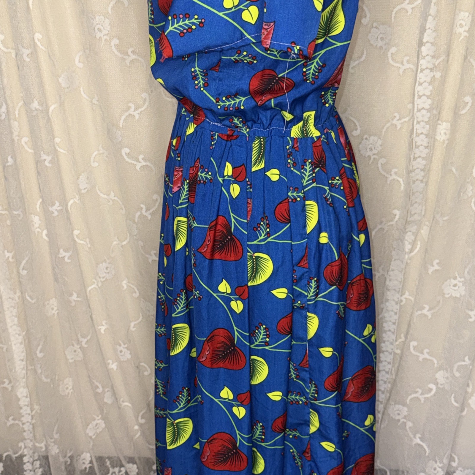 VTG Handmade Floral Print Opaque Shift Dress Size Small/Medium Needs Repair AsIs