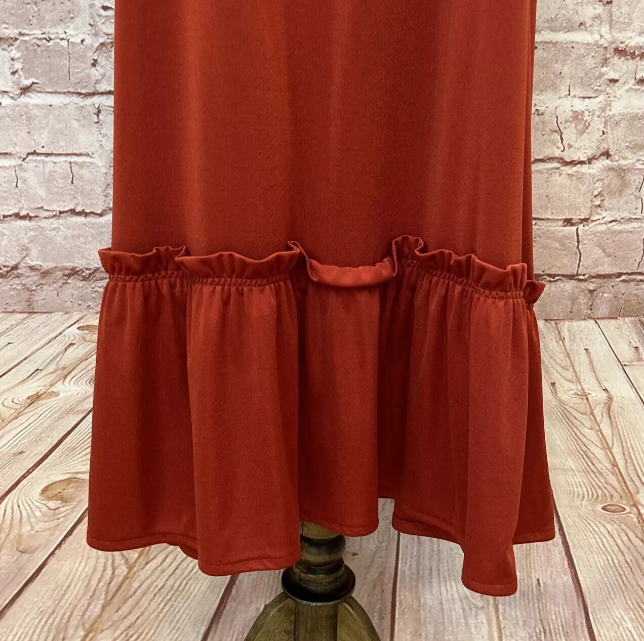 VINTAGE Dress *S/M *See Description SMOCKED Tier Spaghetti Shift Midi 70s Hippie