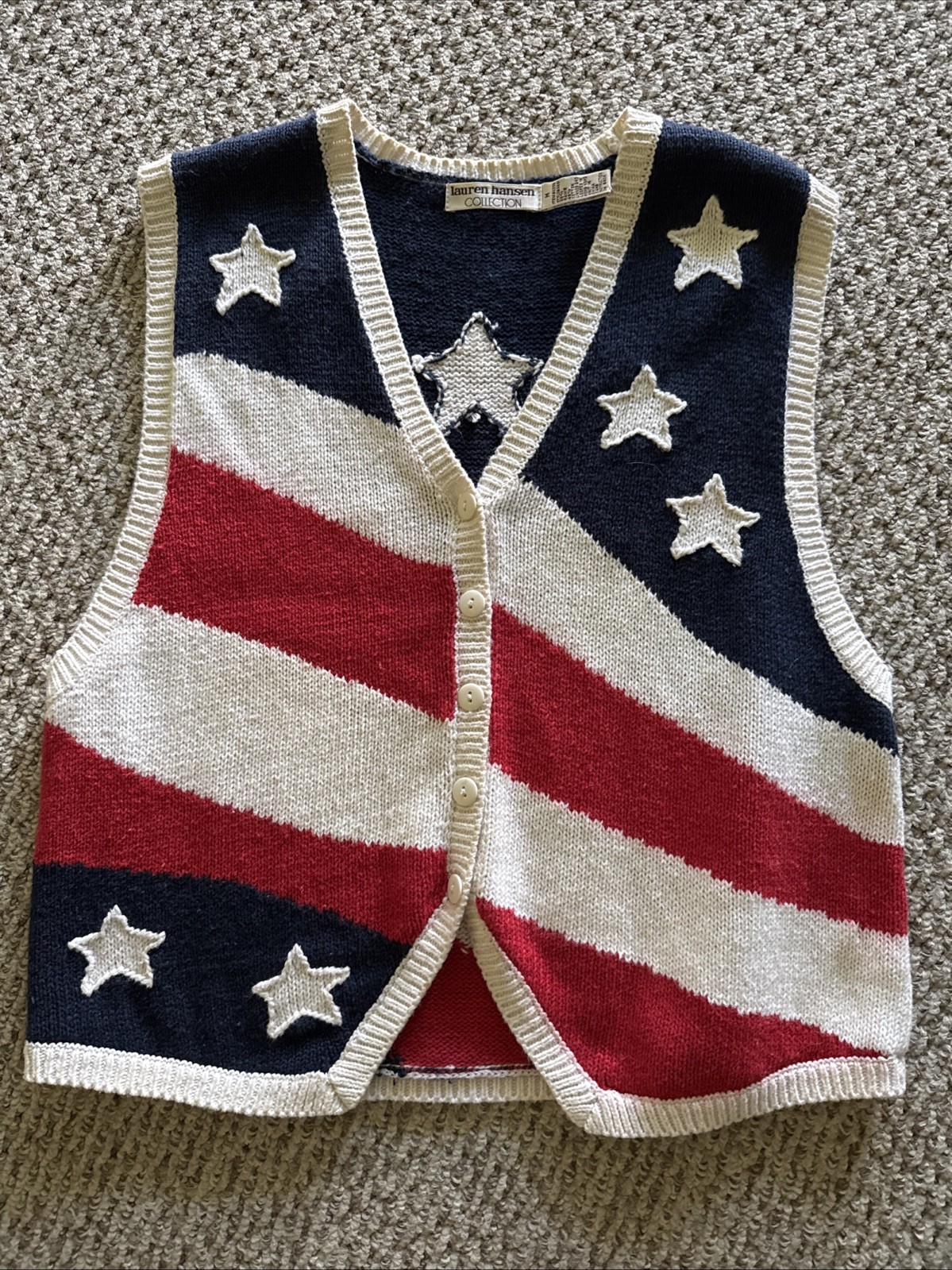 Vintage AMERICAN FLAG INSPIRED VEST LAUREN HANSEN Size M