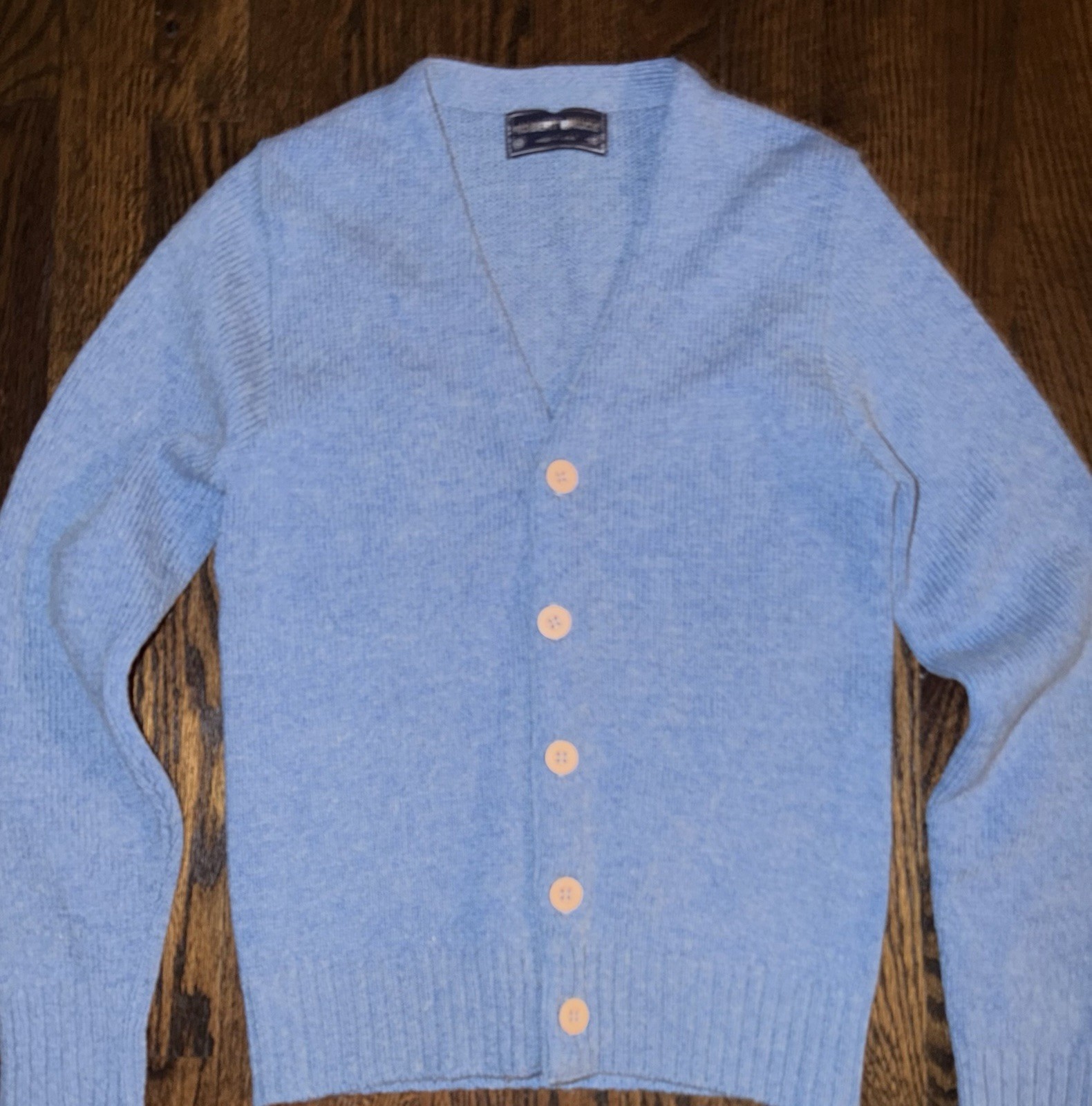 Vintage Robert Bruce Alpaca Wool Cardigan Union Made USA Blue SoftWarm Old Money