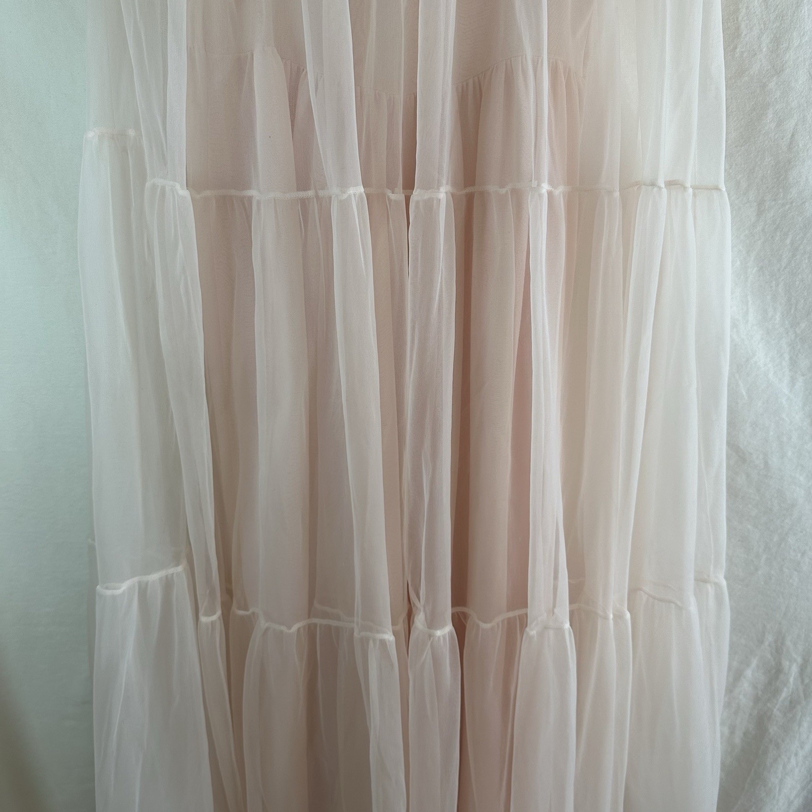 Vintage Dutchmaid 60s Pink Peignoir Set Nylon Sheer Robe & Gown Lace Romantic 14