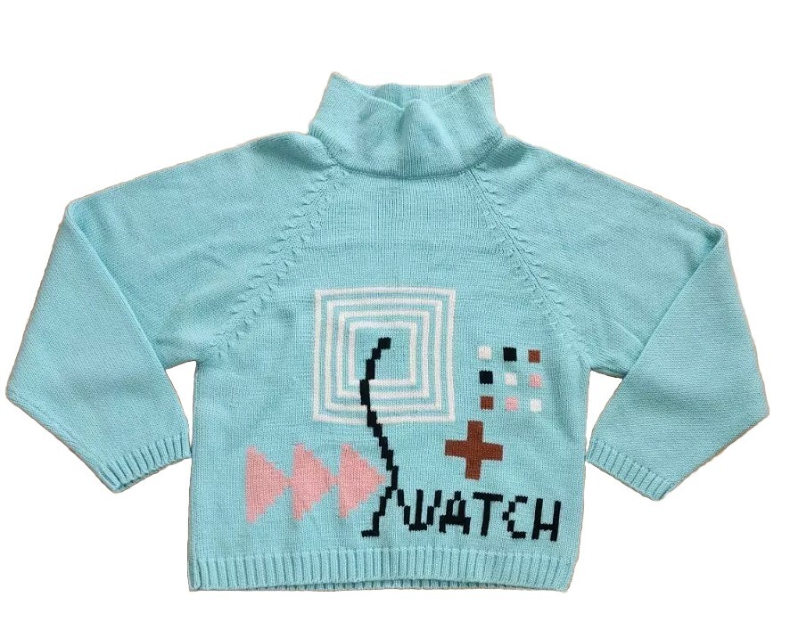 Vintage 1980&rsquo;s Swatch Watch Sweater Retro Technology New Wave SIZE LARGE