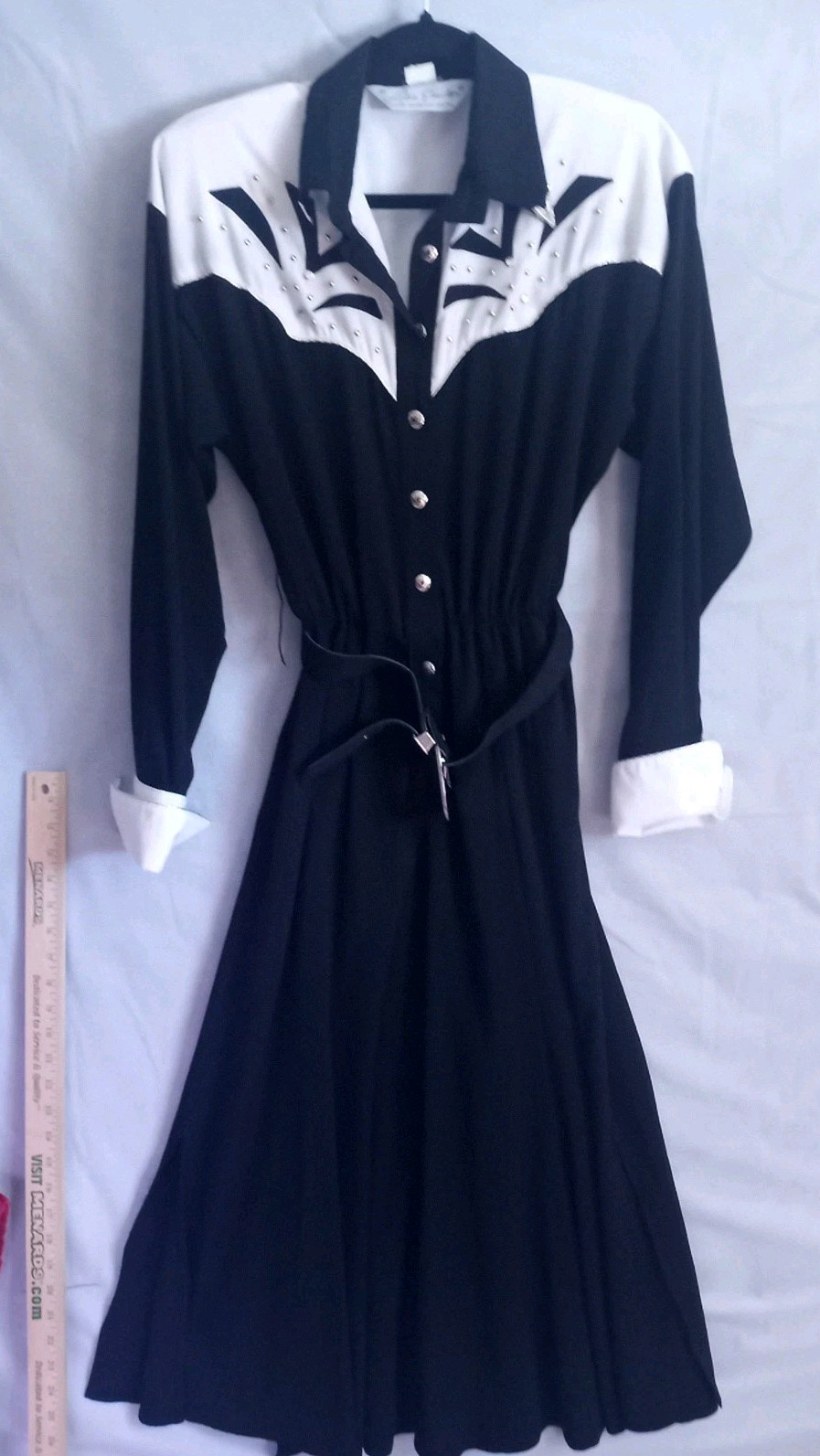 Dress Black White Western Lila Sculity Size 11/12 Buttons Collar Cuffs