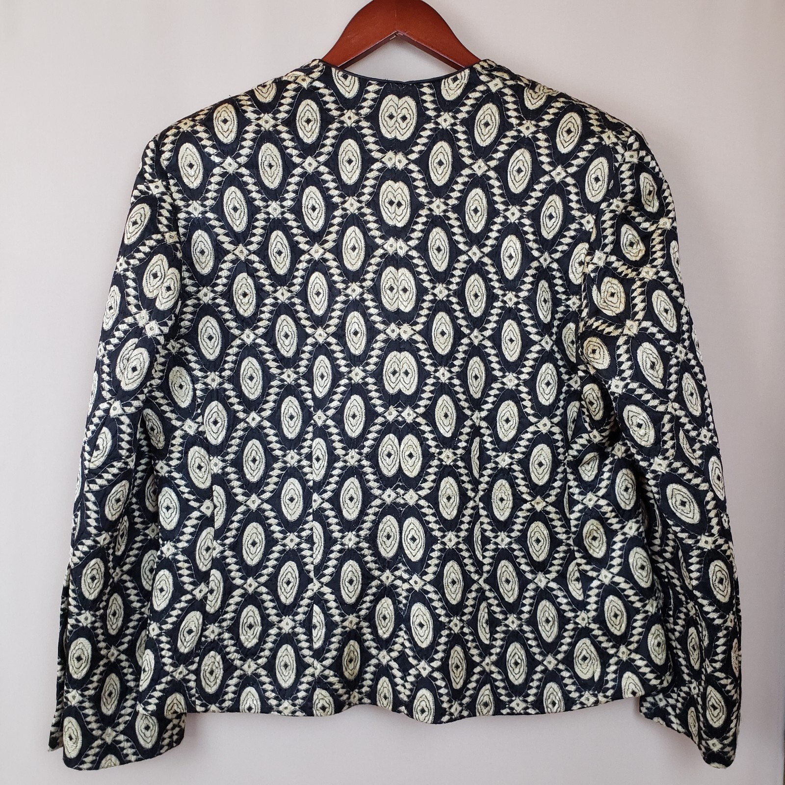 Vintage Escada Jacket 10/12 Wool Silk Blend Ethnic Print Artsy World Traveler
