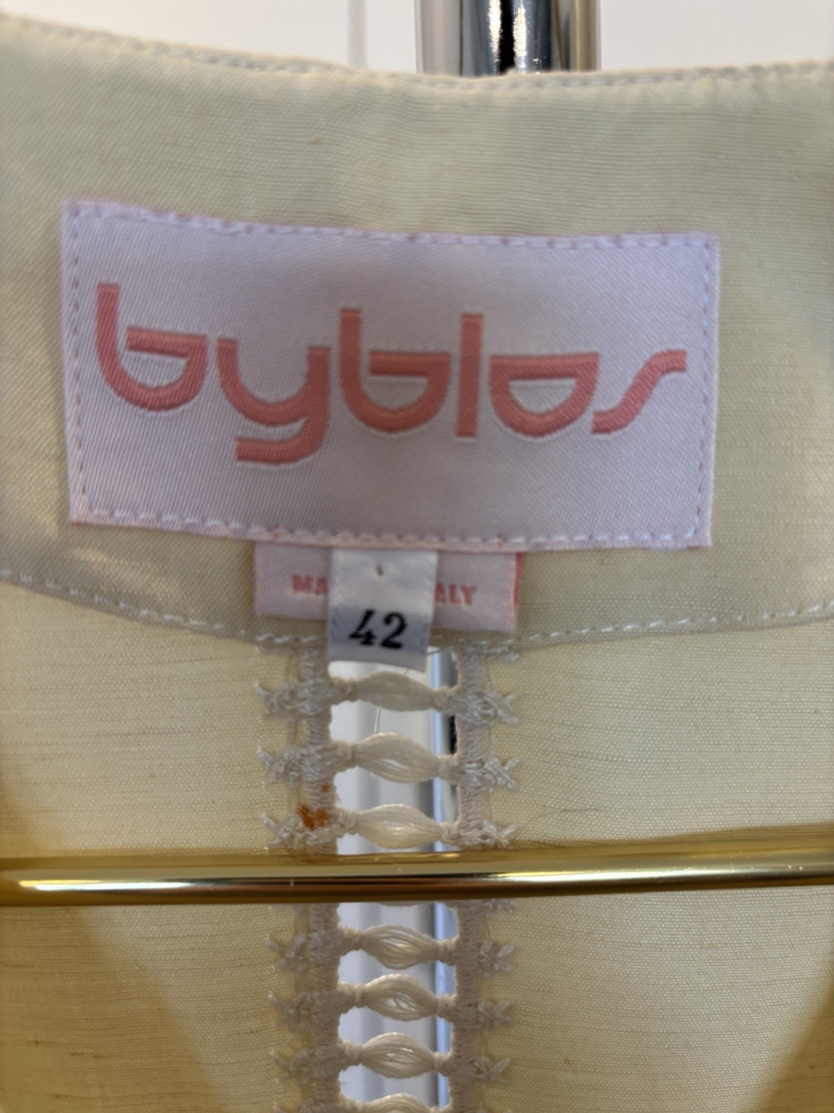 Vintage Byblos Cream Cutwork Fringe Jacket Made in Italy Size IT42 / US 8