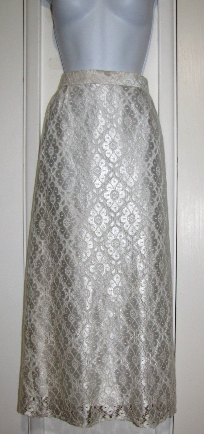 Vtg 80&rsquo;s Cachet 2 Pc.Set Jacket + Maxi Skirt Pale-aqua Lace Lined Women&rsquo;s 9/10