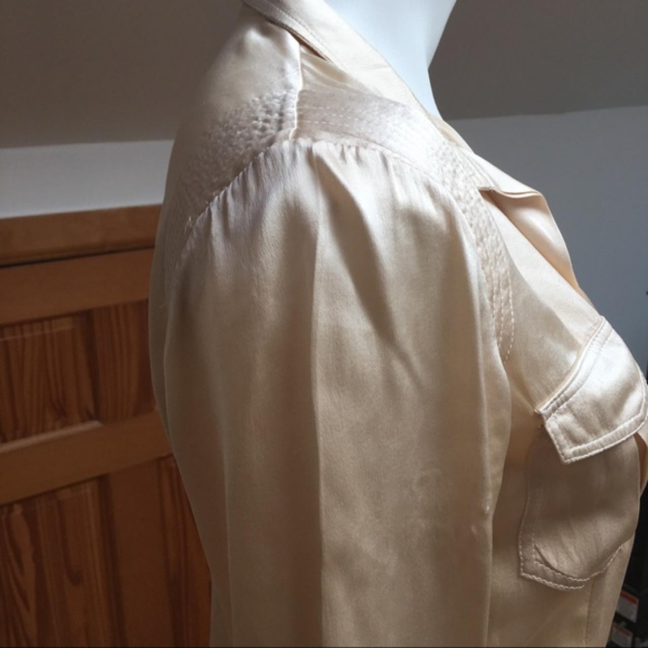silk top Women&rsquo;s Cream button down Blouse