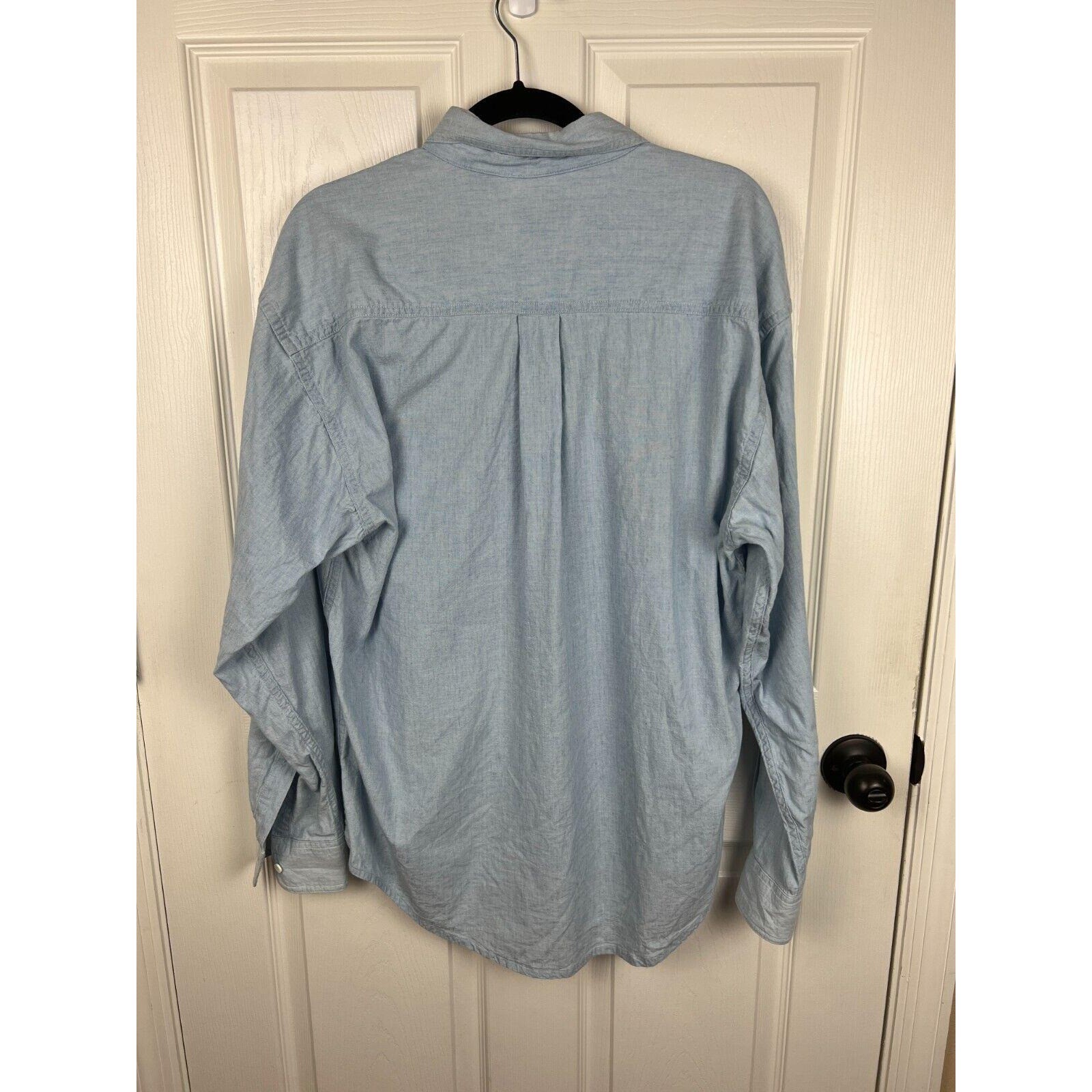 90s L.L.Bean Angel Embroidered Chambray Shirt Celestial Folk Art XL Cottagecore