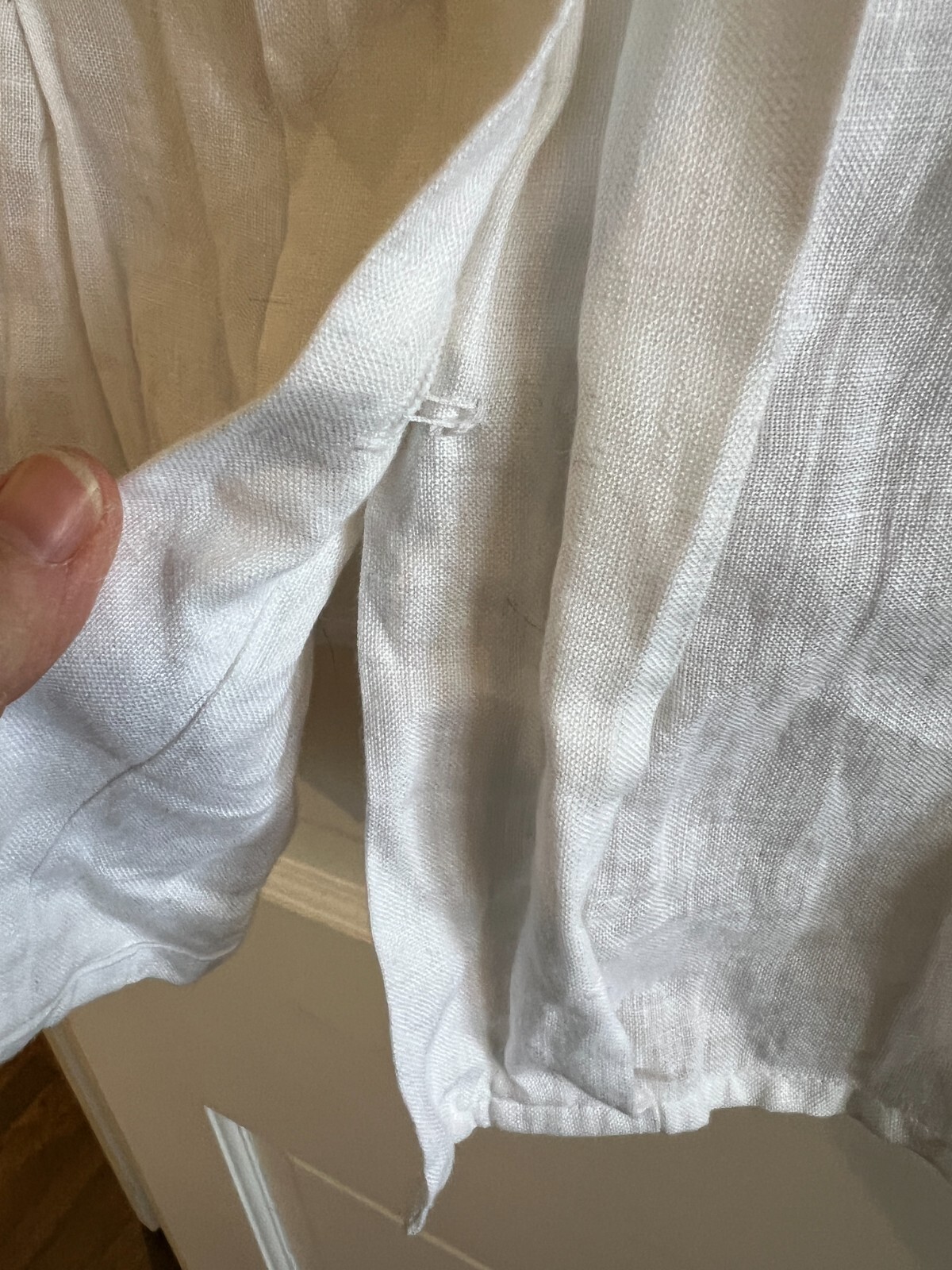 1980s Cullinane White Large Ruffle Collar 100% linen Romantic Blouse Shirt Sz 8