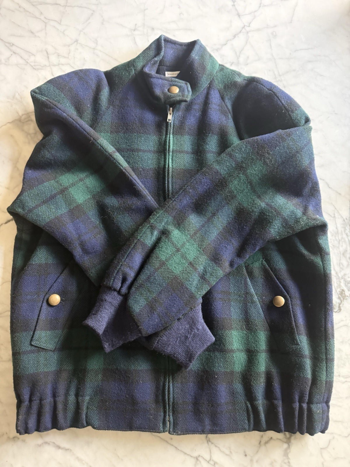 Vtg Pendleton 100% Virgin Wool Bomber Jacket 70s/80s Plaid Small Shoulder Pads!