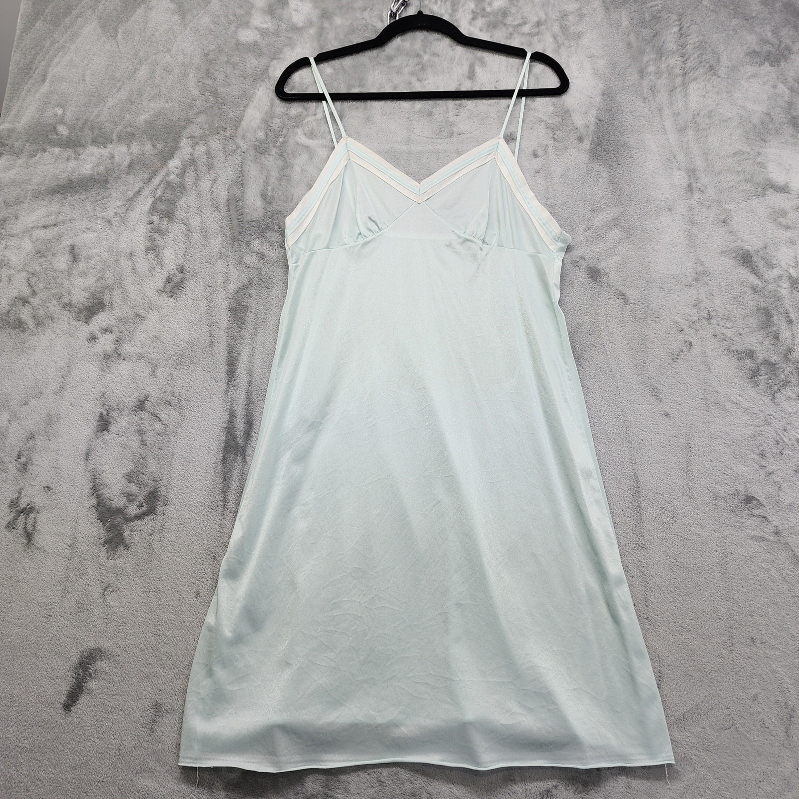 Vintage 60s Petra Fashions Silky Nightgown Size M Baby Blue White Nylon Chemise