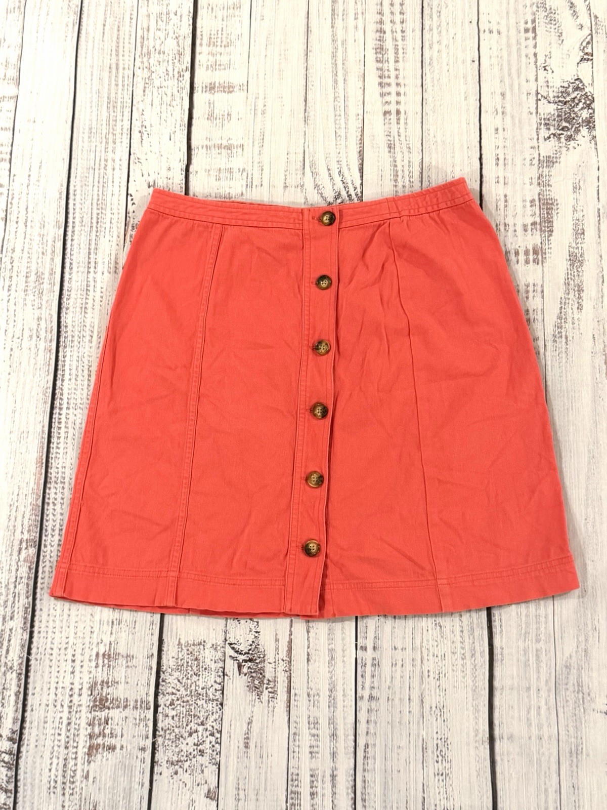 Vintage Orvis Women&rsquo;s 12 Coral Button Up Academia Skirt Made In Honk Kong Cotton