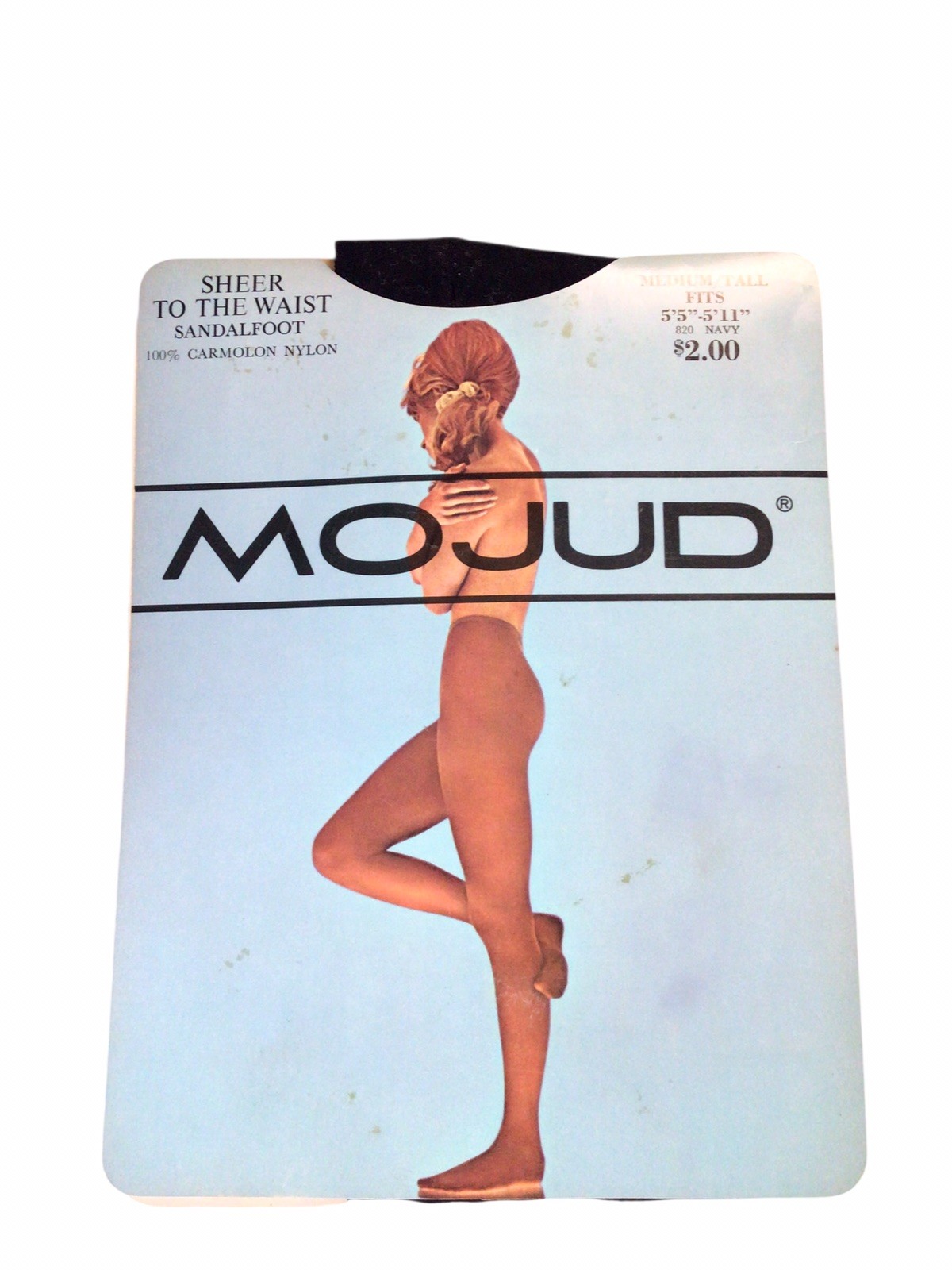 Vintage MOJUD 100% Carmolon Nylon Medium/Tall Navy Sheer To The Waist