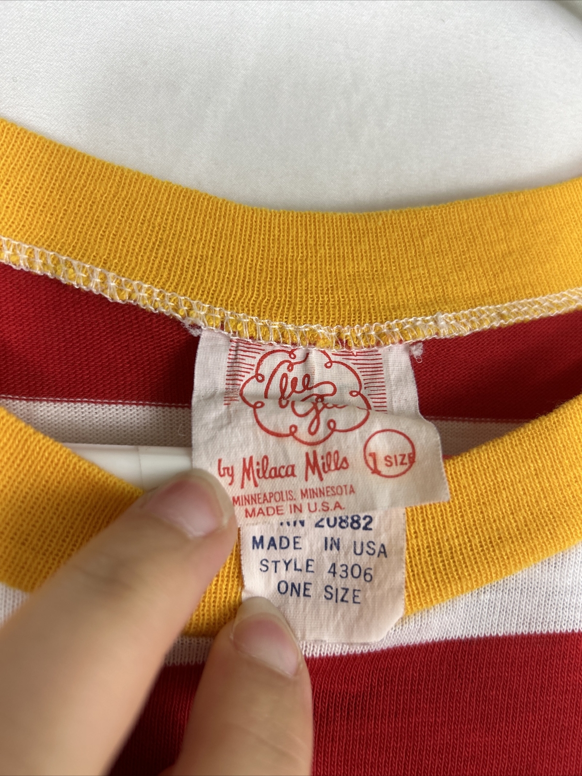 Vtg Gee Gee&rsquo;s by Milaca Mills Red White Striped University Club Sleep Shirt OS