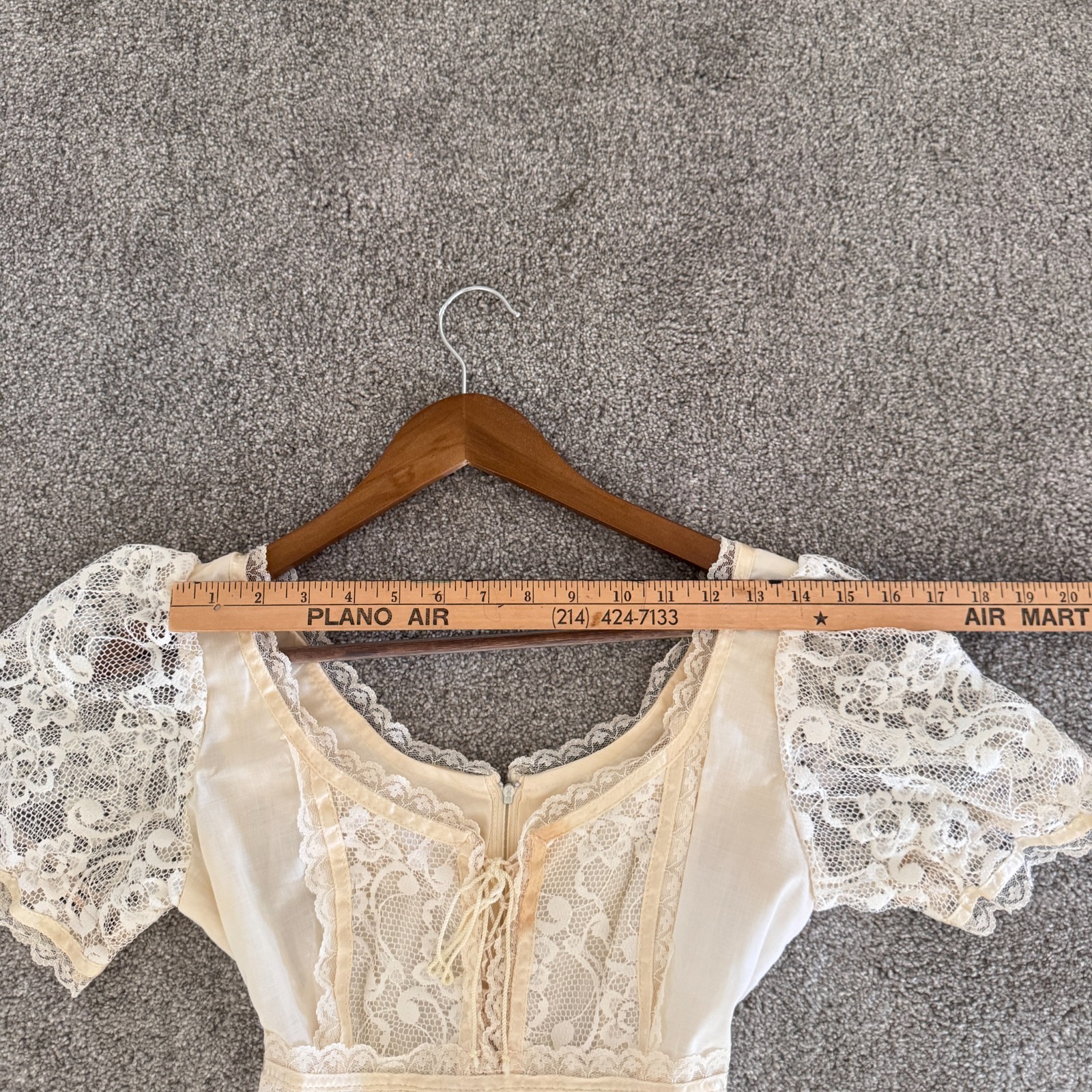 Vintage 70s Ivory Cream Lace Prairie Maxi Dress Size 11 Cottagecore Wedding Boho