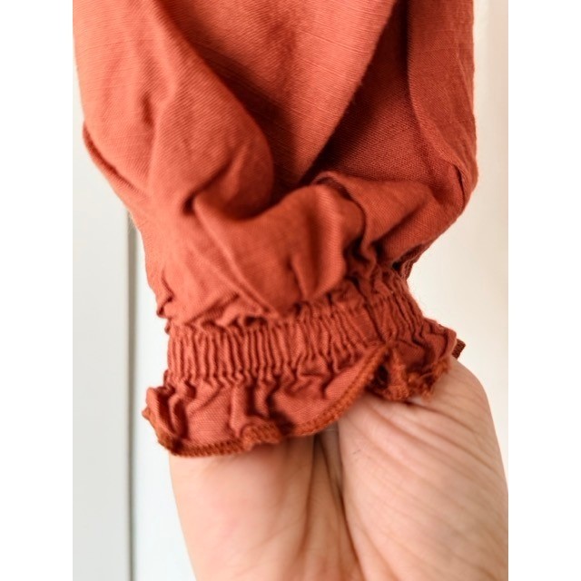 Rust Smocked Off Shoulder Crop Top Boho Cottagecore Anthro Style Sz S