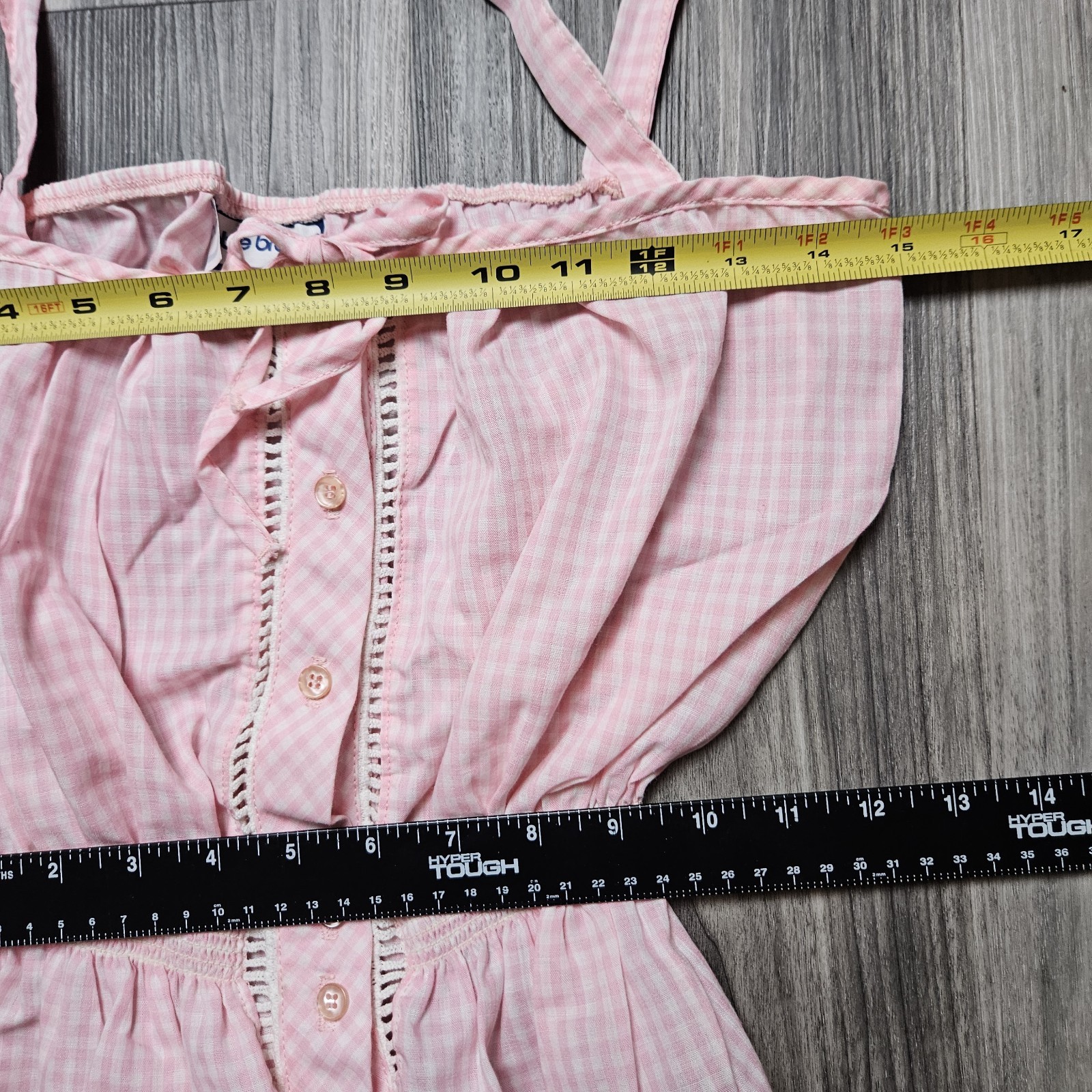 VTG 70s Bobbie Brooks Sleeveless Button Up Pink Gingham Halter Top Elastic Waist