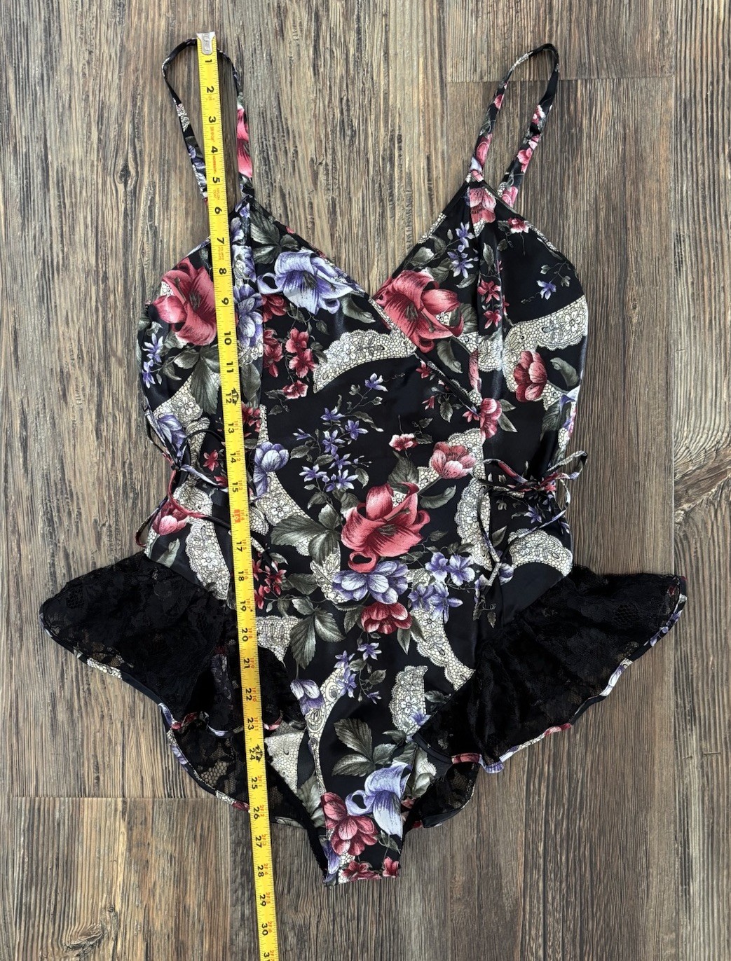 Vtg Victorias Secret Gold Label Satin Floral Teddy Lingerie NO SIZE TAG Lace 90s
