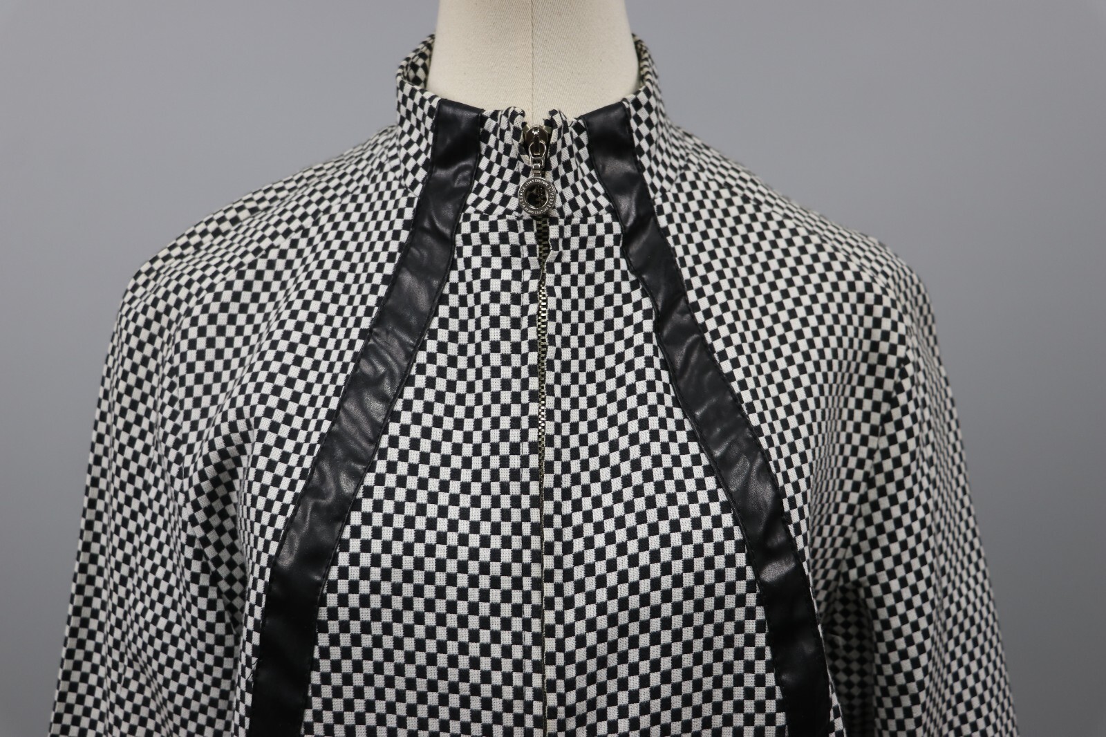 VERSACE JEANS COUTURE White/Black Checkerboard Cotton Zip Jacket Womens Sz S