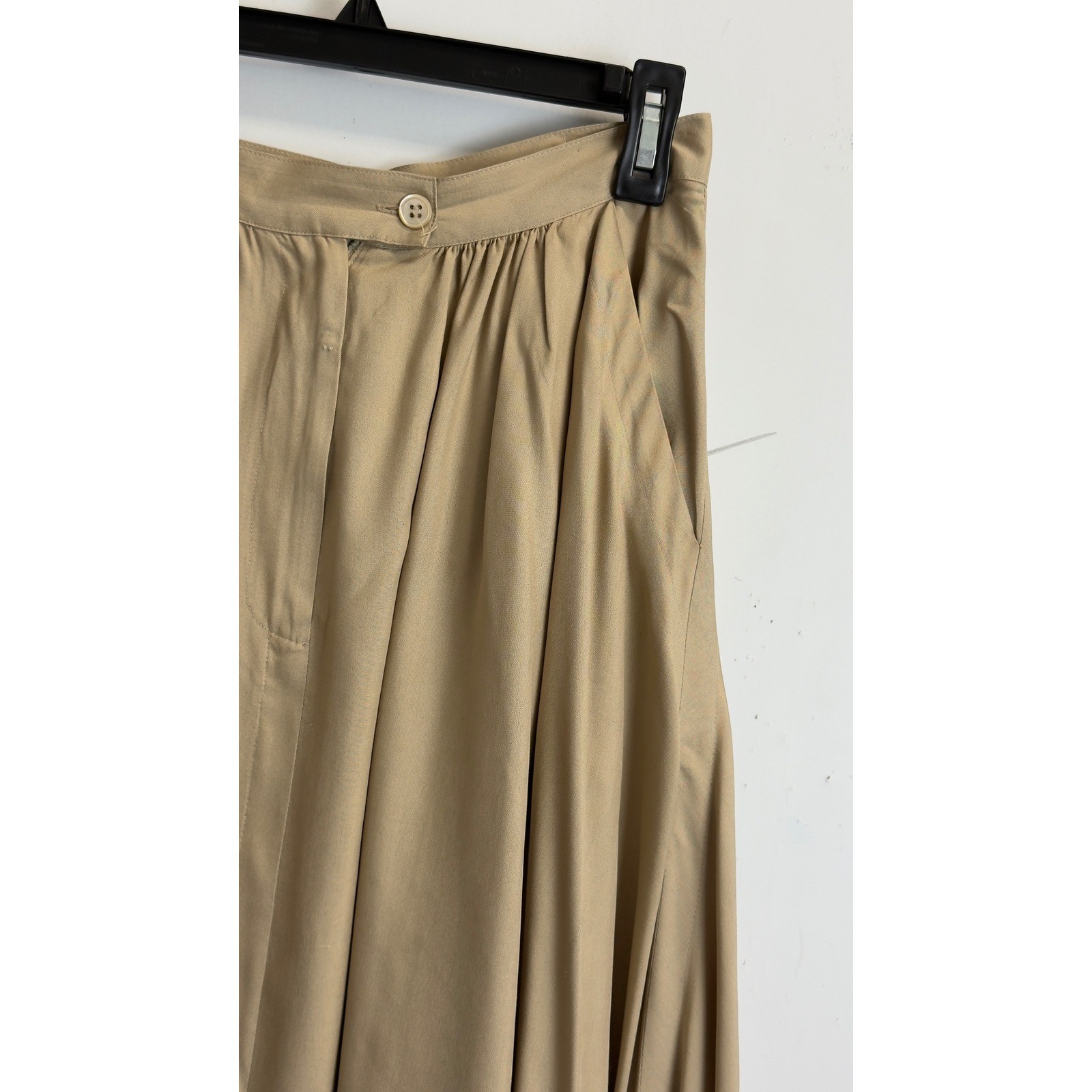 Adrienne Vittadini Vintage 100% Silk 2 Piece Safari Skirt Set Khaki Tan S/6