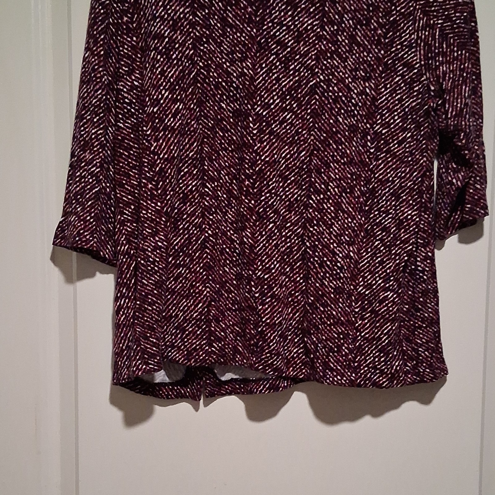 J Jill Women&rsquo;s L Purple/Black/White Geometric Knit Rayon Lycra Pullover Sweater