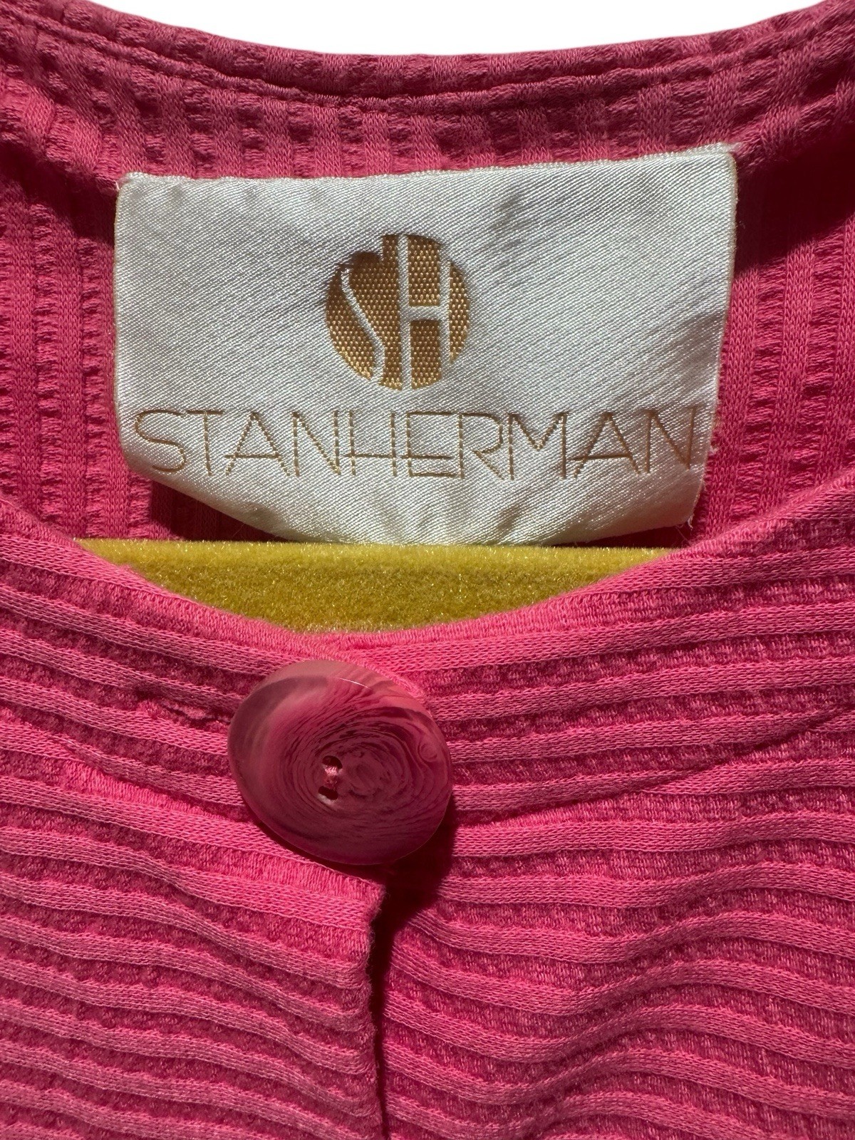 STAN HERMAN Pink Button-Up Short Sleeve Robe