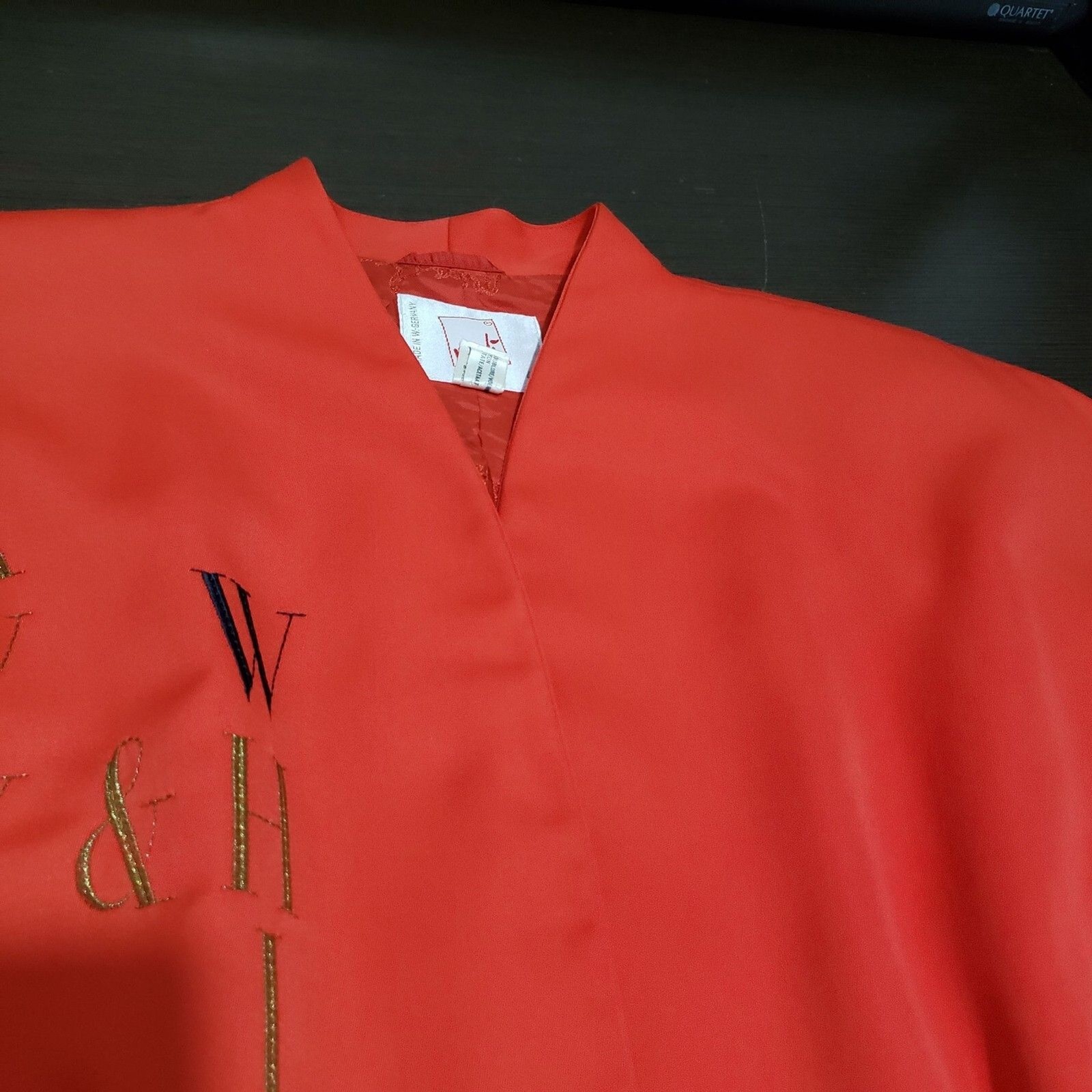 Vtg Mondi Red Wool Blend Cropped Embroidered Jacket Cardigan Germany 44/US L/XL