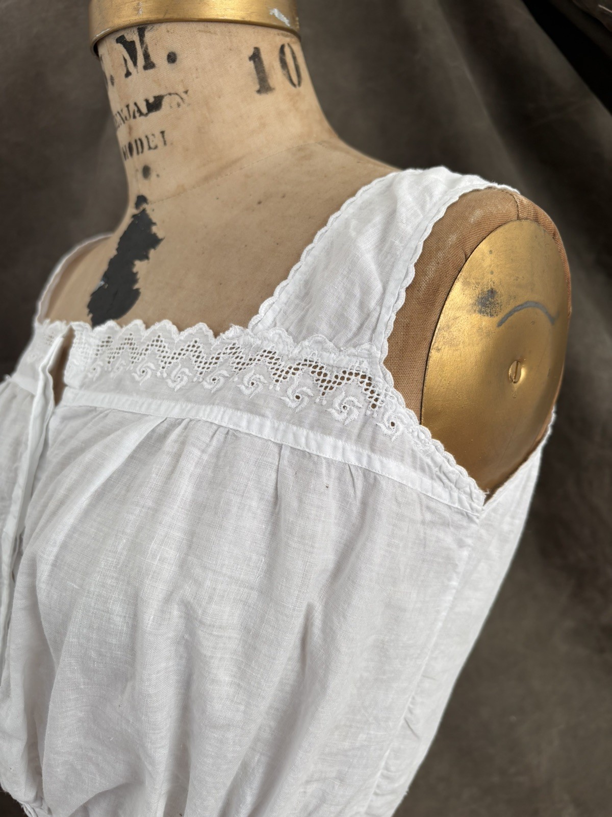 Antique Edwardian Linen Under Bodice Corset Top 1900s 1910s