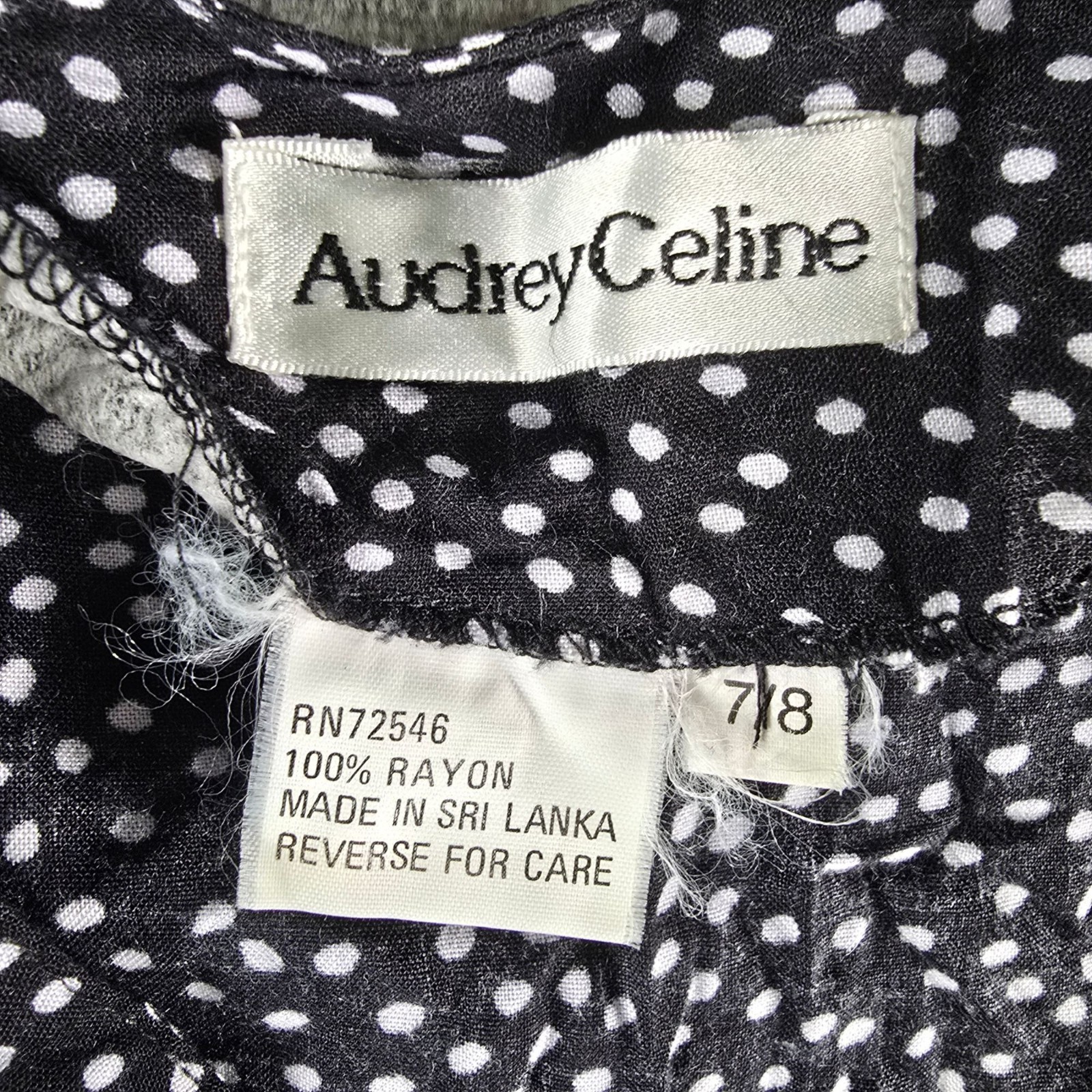 Vintage 1990s Audrey Celine Black/White Dot Print Shirtwaist Day Dress (XS)