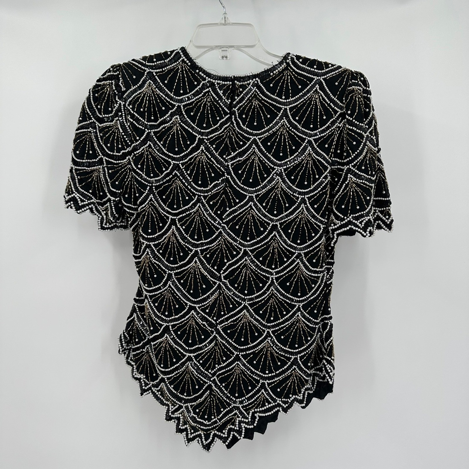 Laurence Kazar Womens Vintage Art Deco Glam Beaded Top Size S Glam Cocktail