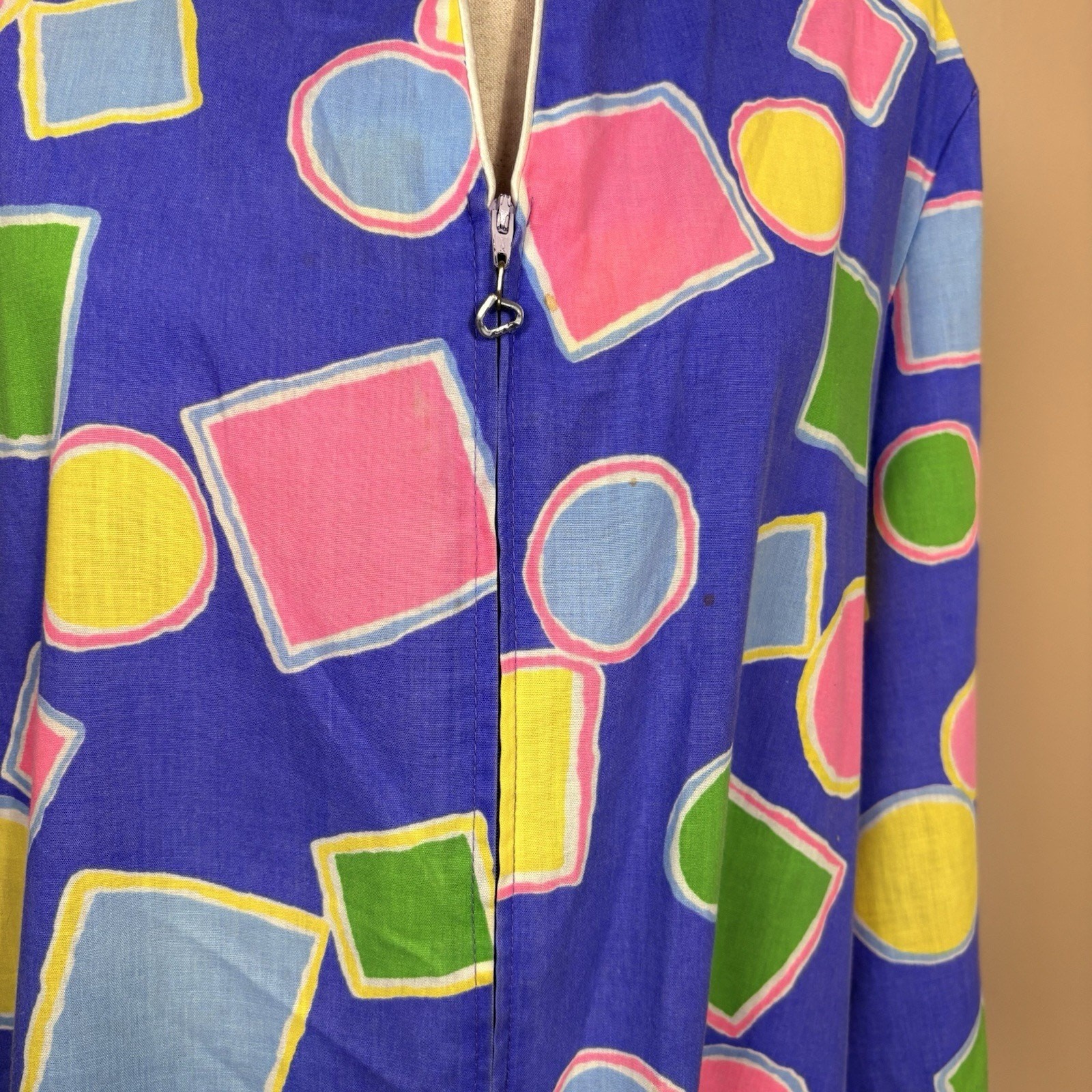 Vintage David Brown California Geometric Maxi Dress Art Teach 80s 90s Size L