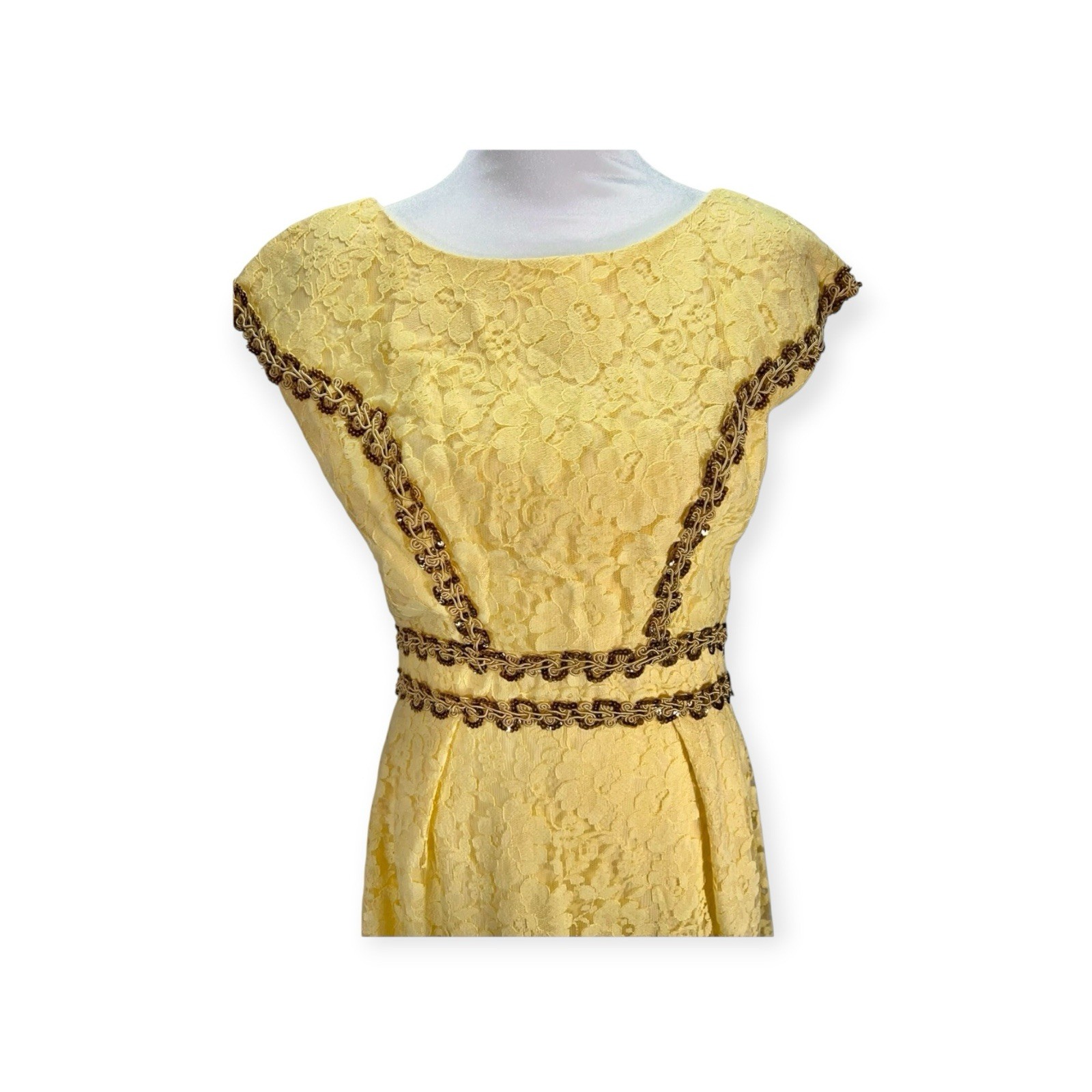 VINTAGE MIKE BENET SEQUIN LACE MAXI DRESS GODDESS PROM COCKTAIL FORMAL GLAM MOD