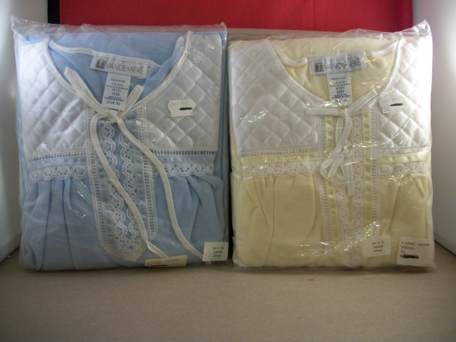 2 NOS Vintage Vandemere XL Long Gowns – 85% Polyester, 15% Nylon