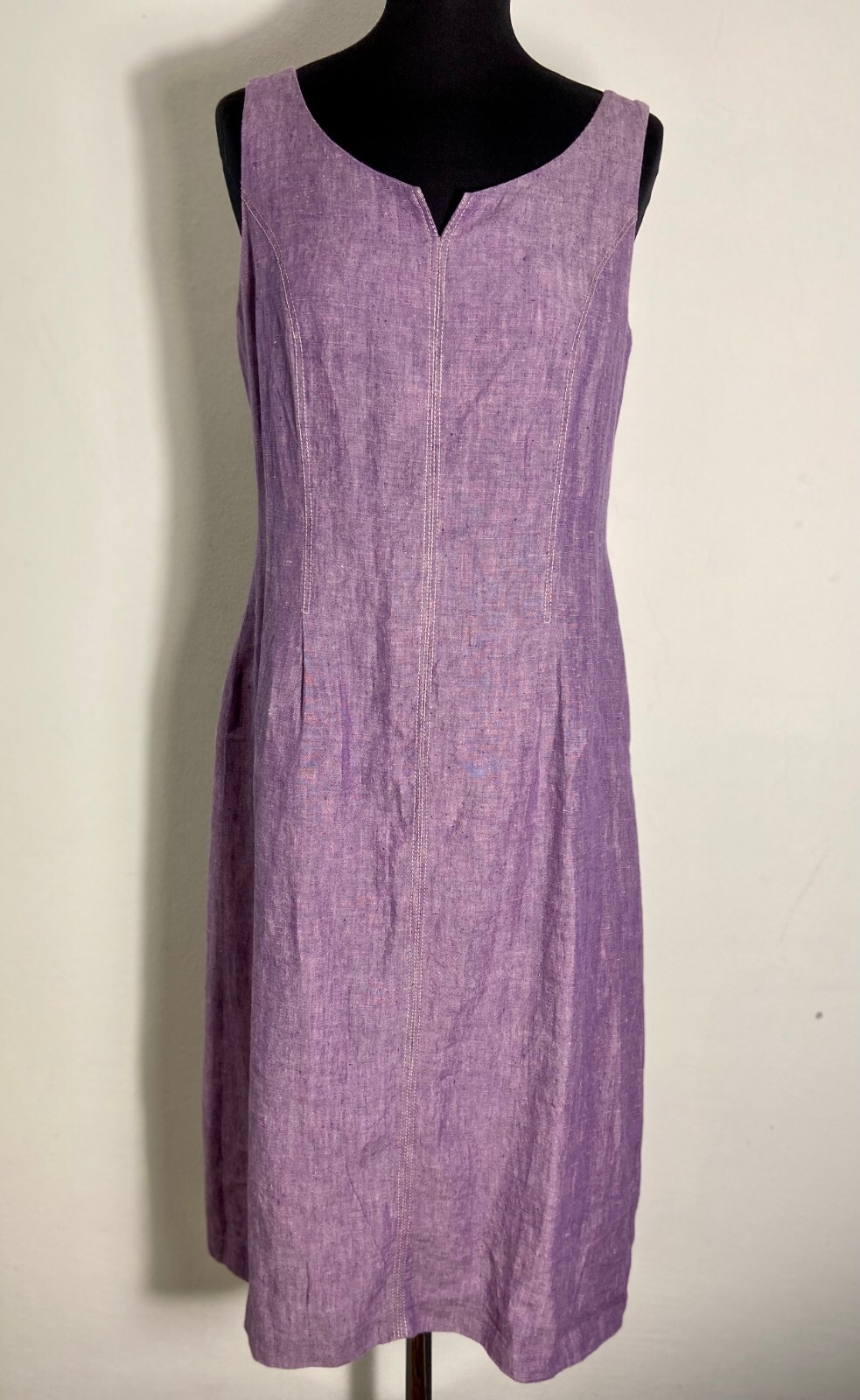 Women&rsquo;s Vintage Lilac Linen Dress | Simple Summer Shift Dress | Size EU 40