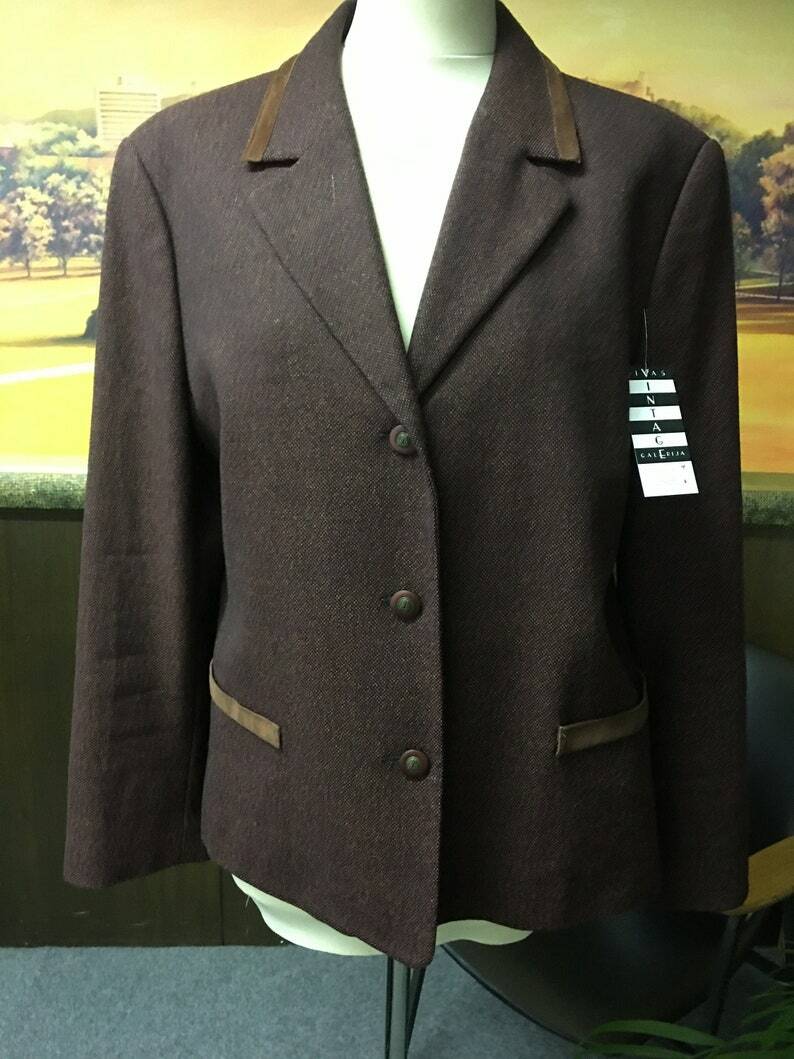 Women&rsquo;s 80&rsquo;s Vintage blazer | Ladies wool jacket | Size EU 42