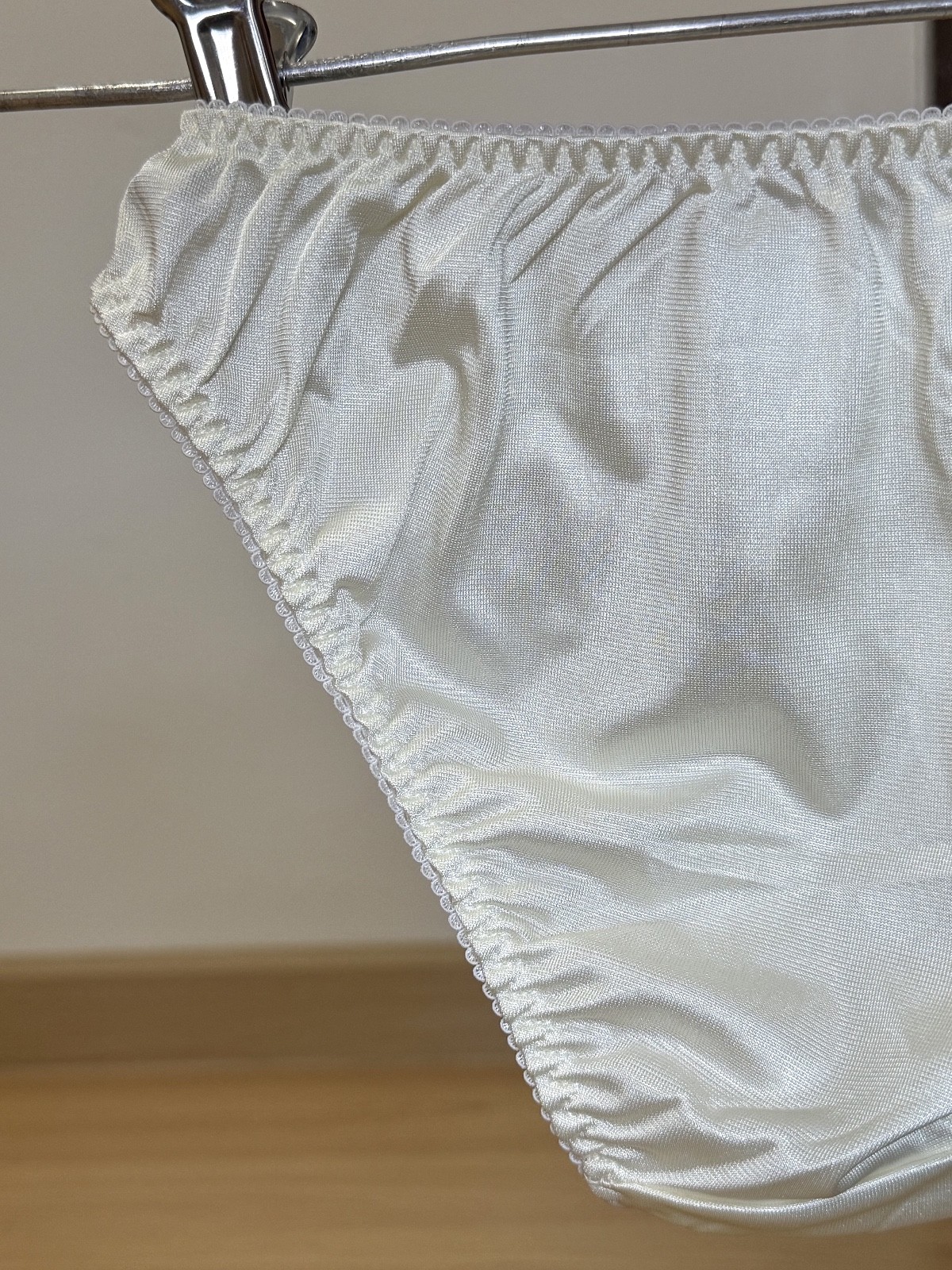 Vintage Pale Yellow Polyester Panty Nylon Lace Sissy Bikini Hi Cut Brief Sz.5