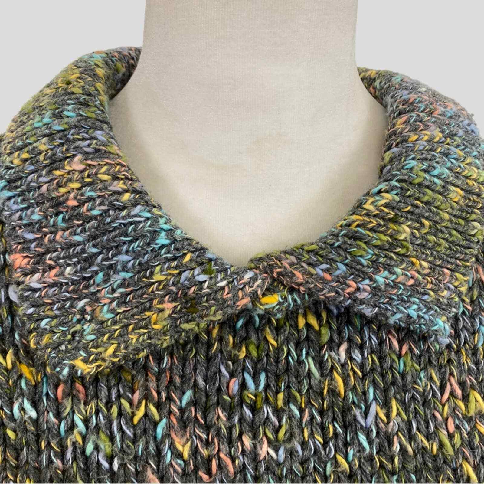Vintage 80s Reference Point Multicolor Knit Collared Sweater