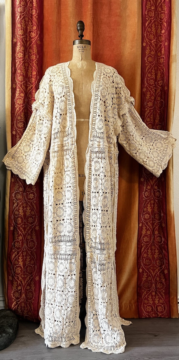 Vintage 70’s Handmade Crochet Kimono Duster