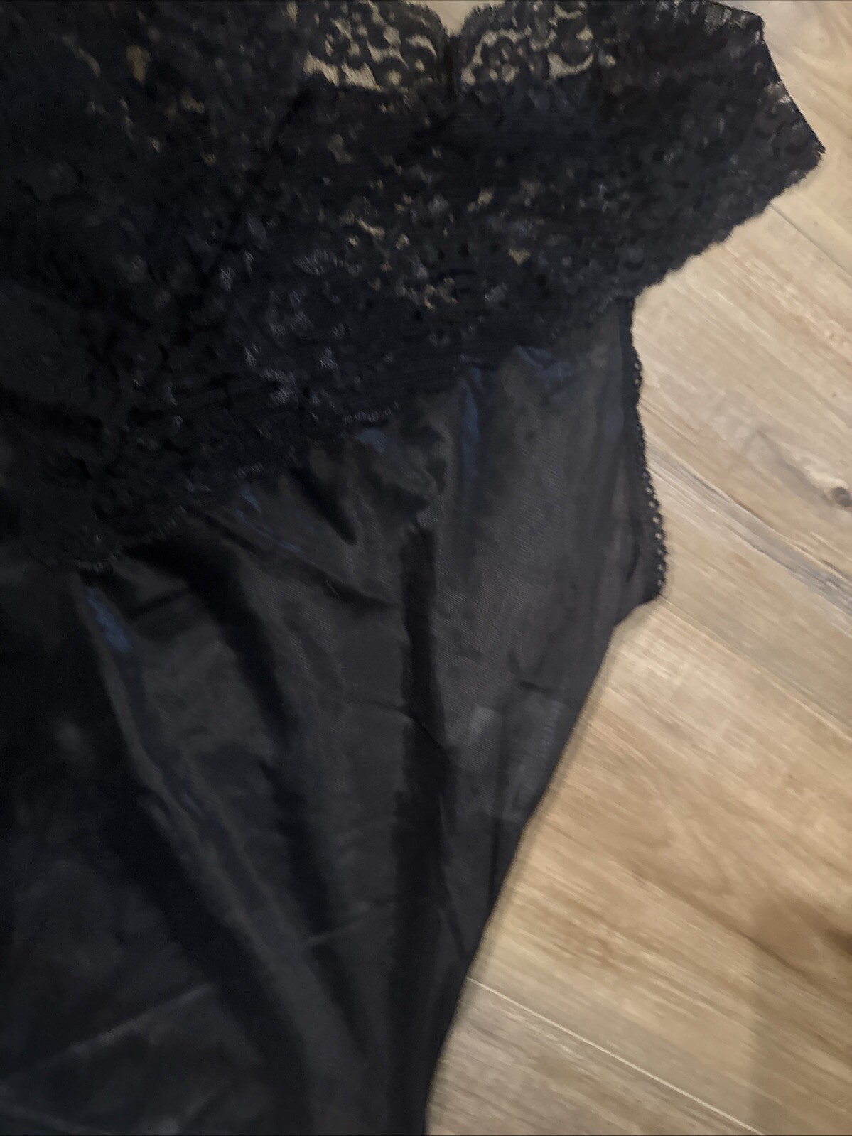 VINTAGE SLIP TOP CAMISOLE FULL FIGURE CAMI LINGERIE BLACK LACE TRIM USA L