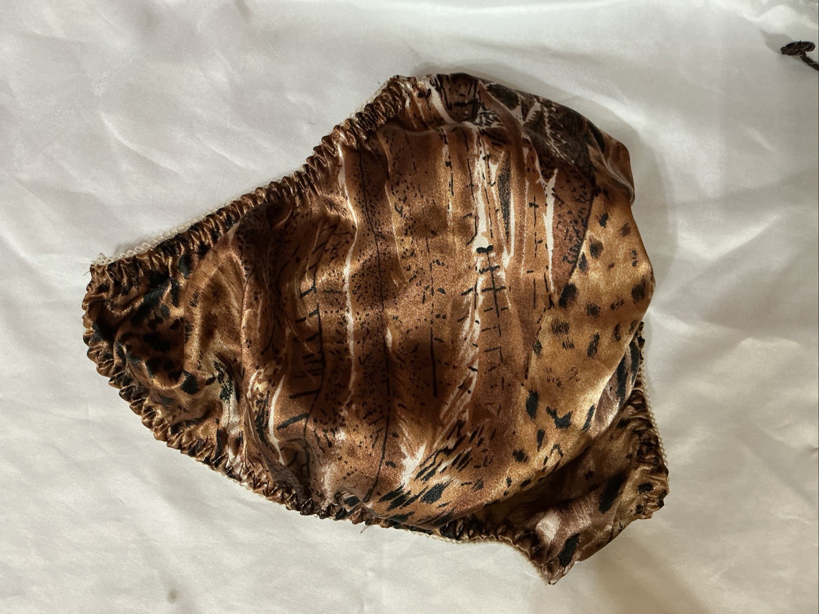 Vintage Polyester Animal Print String Bikini Panties Size Small