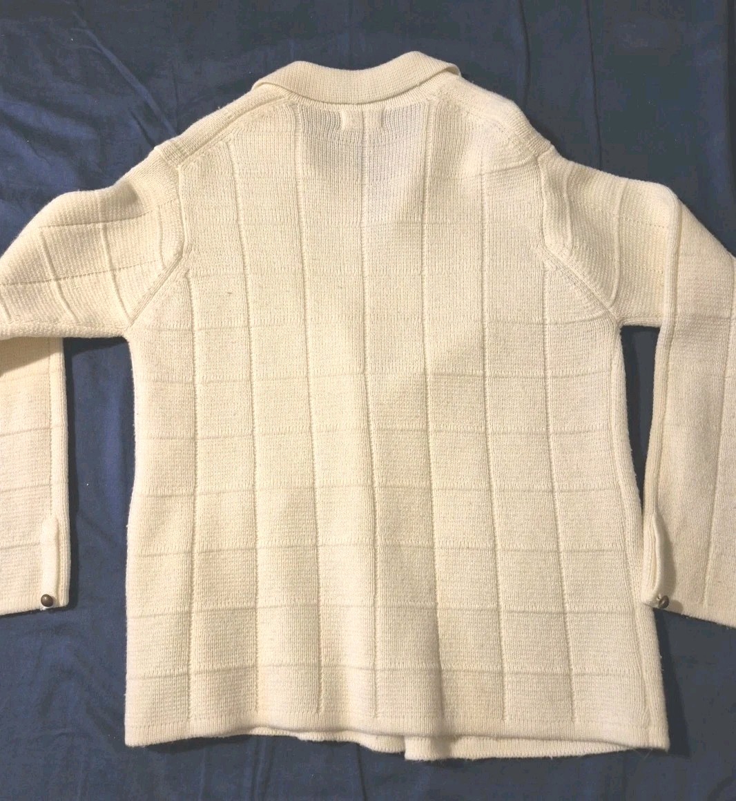 Mid Century Modern Ribbed Knit Buttondown Vintage Sweater Virgin Wool Med/Lg