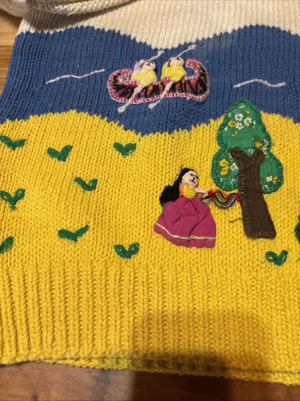 Vintage Handmade Cotton Sweater Peruvian Artist Jon Planas /Rachel&rsquo;s Collection