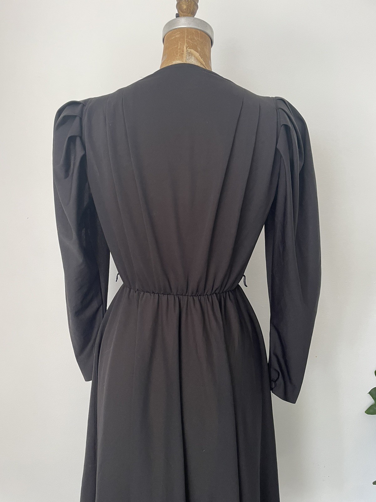 Vintage 1970’s – Early ‘80s Black Disco Dress Puff Sleeves ILGWU USA XS/S