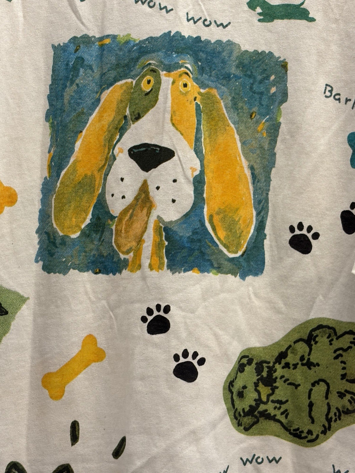 Vintage 1997 Relevant Products All Over Print Dog Bow Wow Tee Sz. Large New