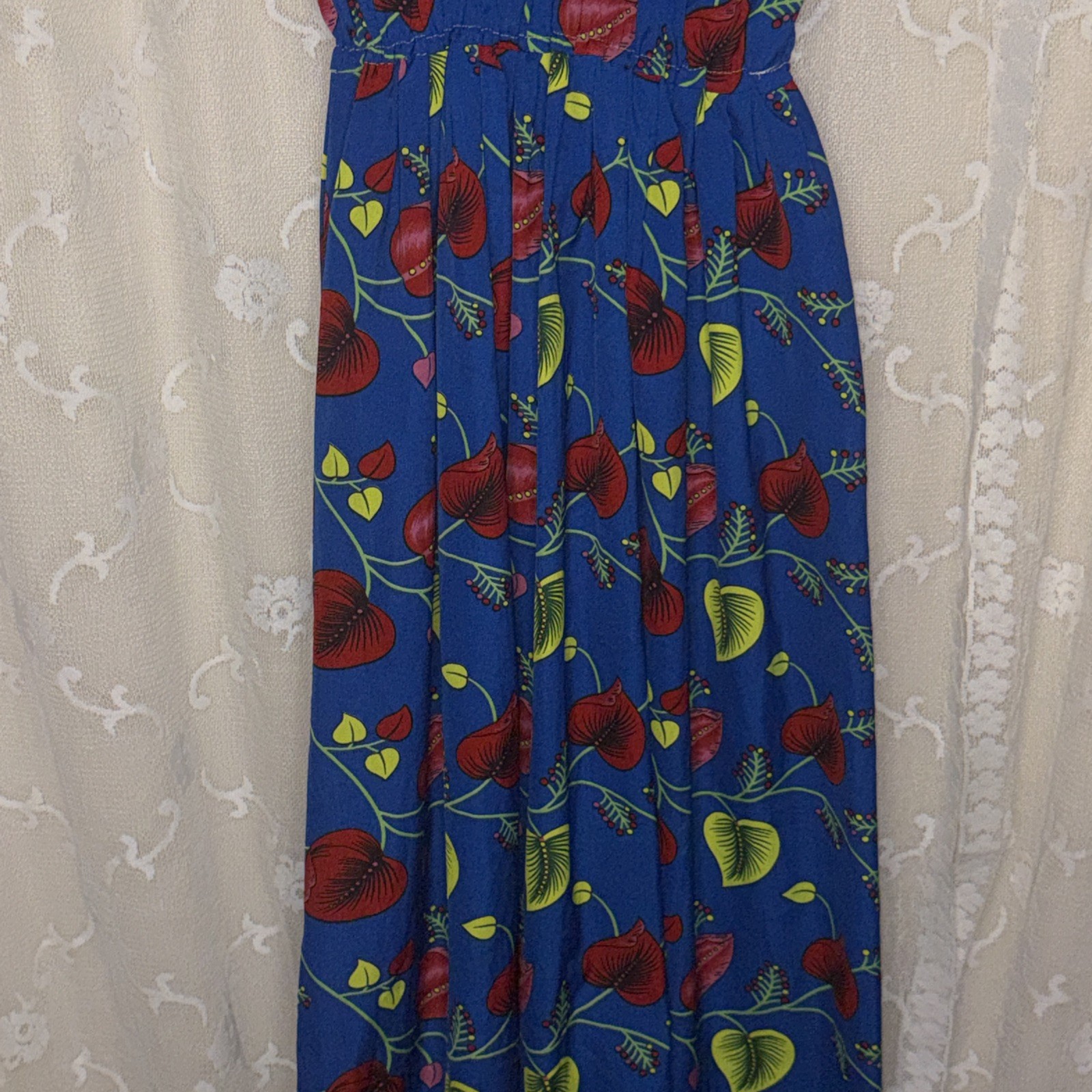 VTG Handmade Floral Print Opaque Shift Dress Size Small/Medium Needs Repair AsIs