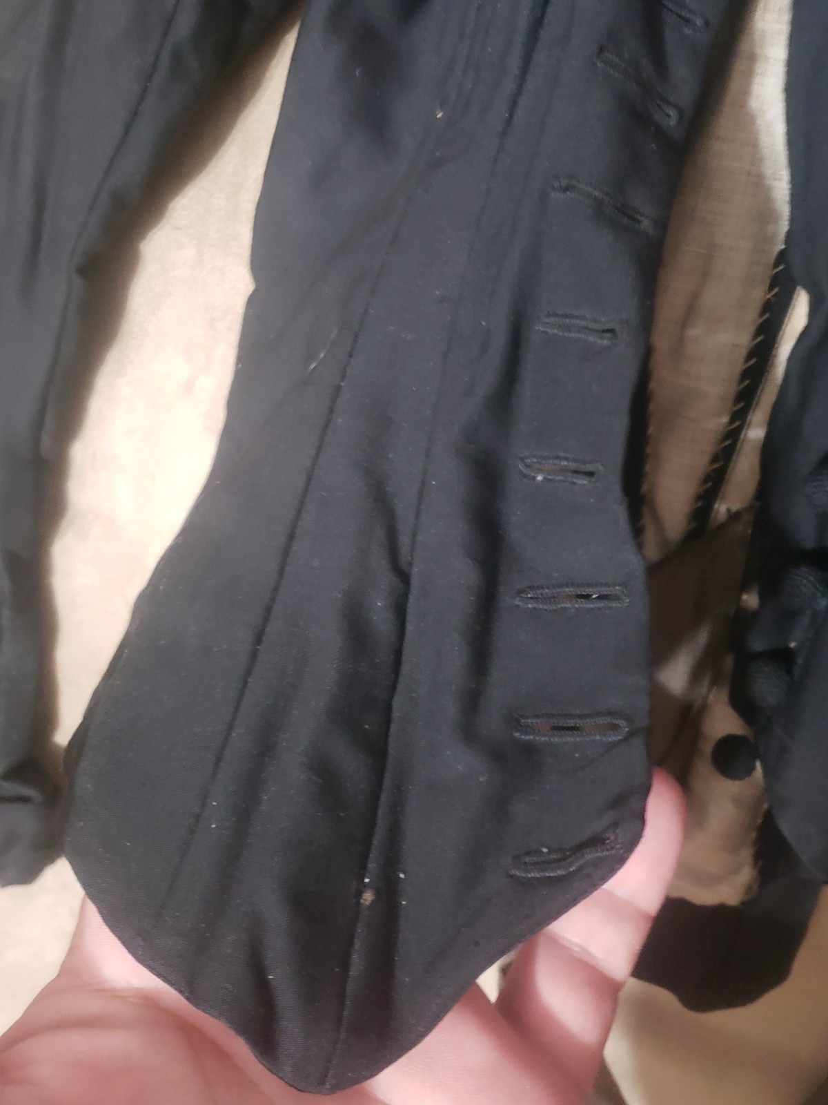 Authentic Antique 1870&rsquo;s Victorian Black Jacket Bodice Boned Small