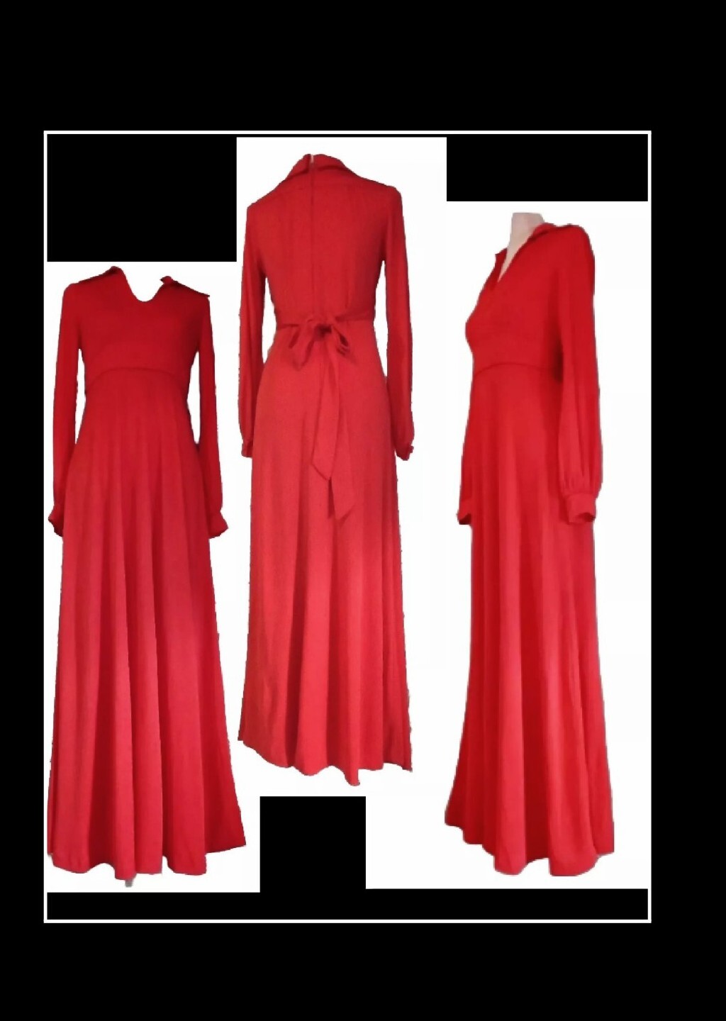 VTG 70s Empire Waist Fit To A-Line BOHO Scarlet Maxi Dress By JODI T Of CA Sz S