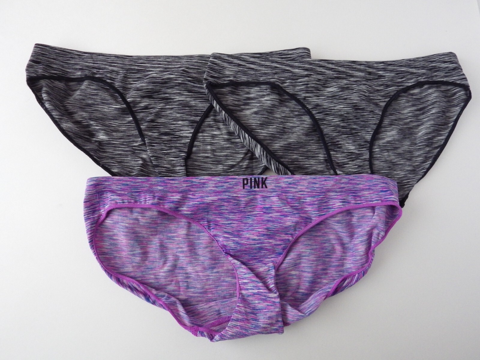 3 Victoria&rsquo;s Secret VINTAGE 2015 PINK Yoga Bikini Panties Lot MEDIUM